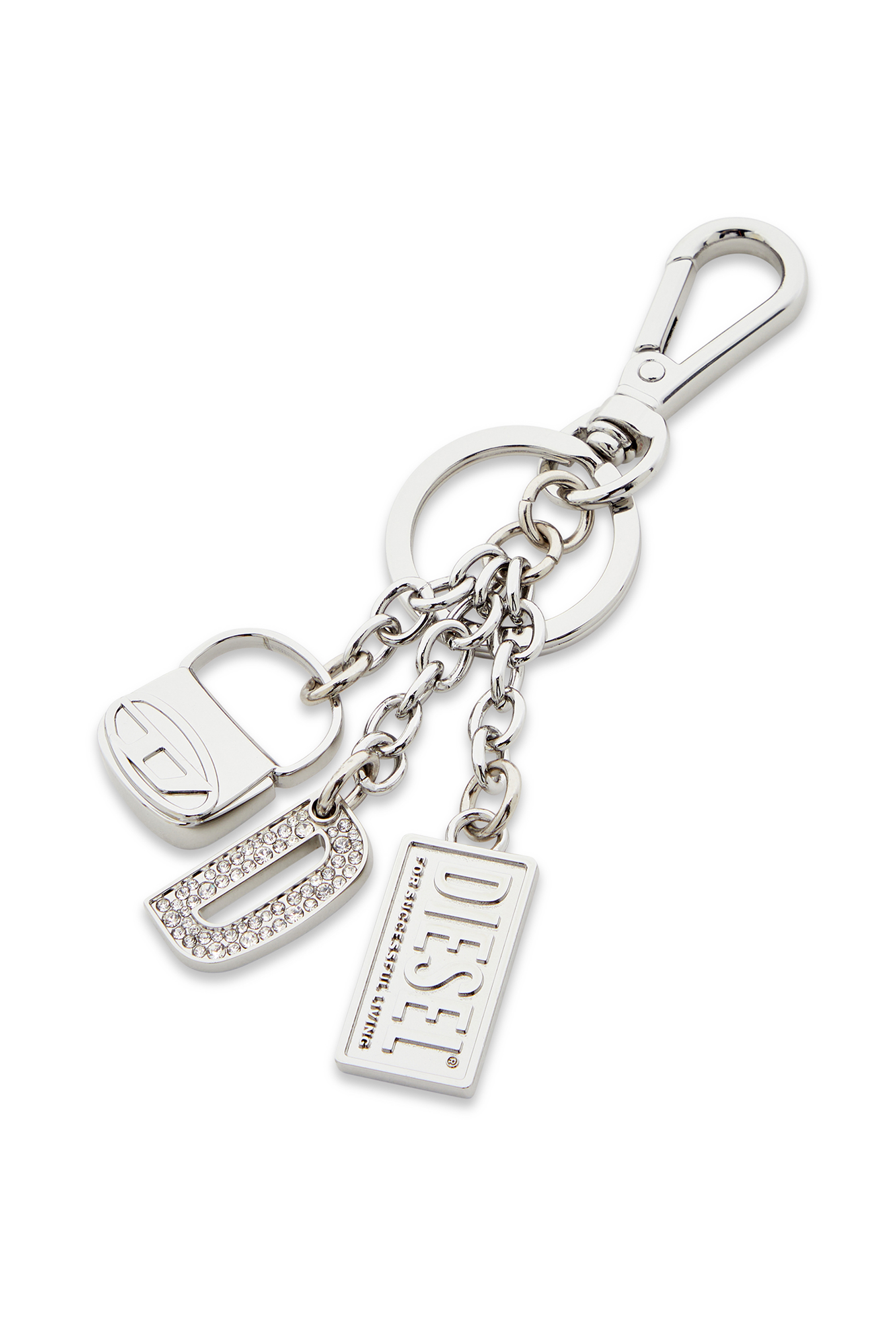 Diesel - 1DR KEY MULTICHARM, Female's Metal keyring with logo charms in シルバー - 2