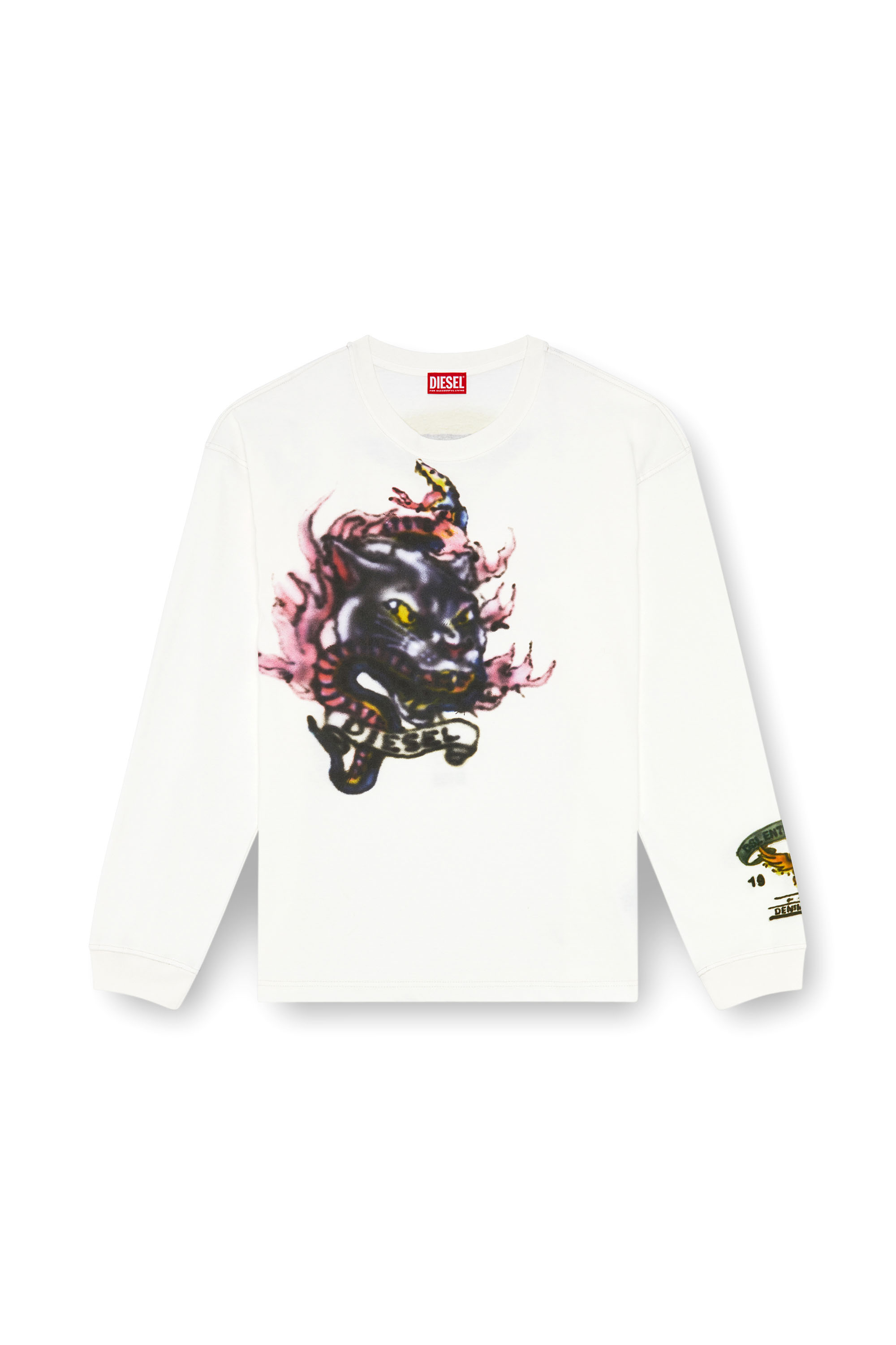 Diesel - T-BOXT-LS-Q9, Male Long-sleeve T-shirt with blurry prints in ホワイト - Image 3
