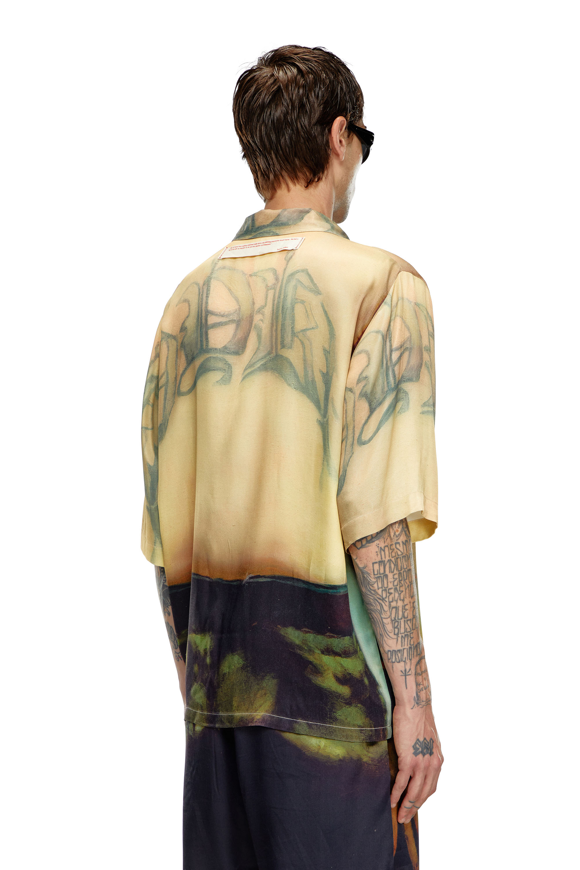 Diesel - PR-S-MEC-SS, Unisex Viscose shirt with all-over print in ベージュ - Image 3