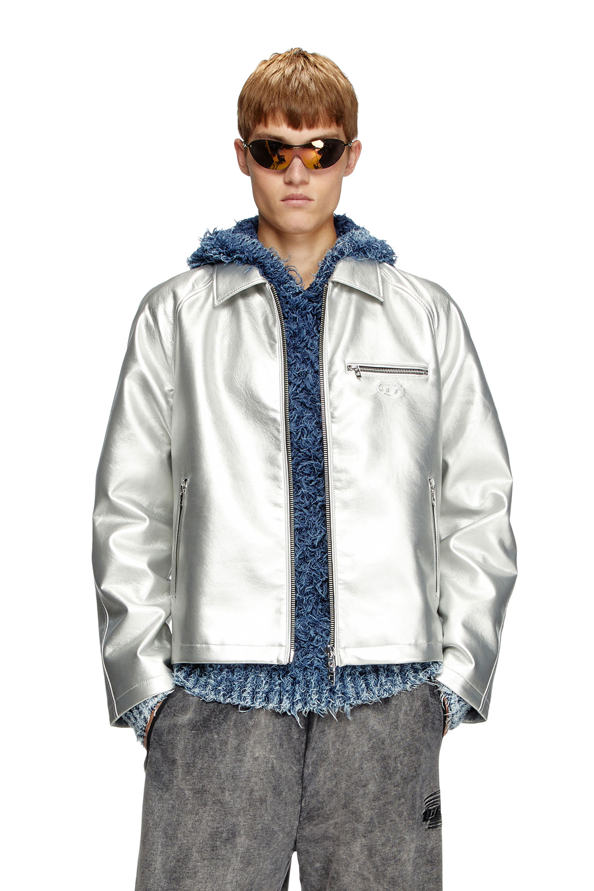 Diesel - J-THOME, Unisex's Metallic coach jacket in シルバー - 2