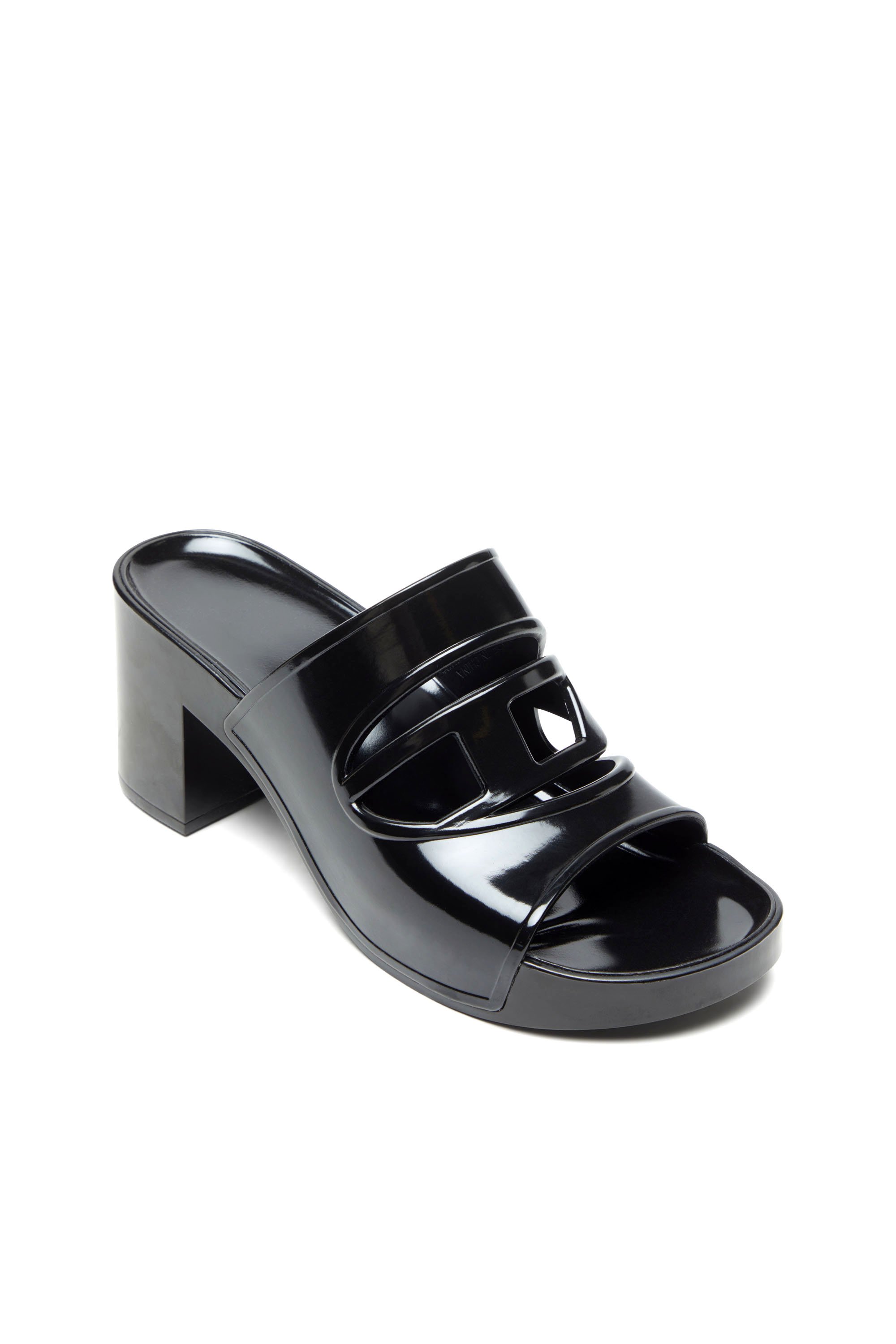 Diesel - SA-BONNIE, Female's Sa-Bonnie-Heeled rubber slides with cut-out logo in ブラック - 6