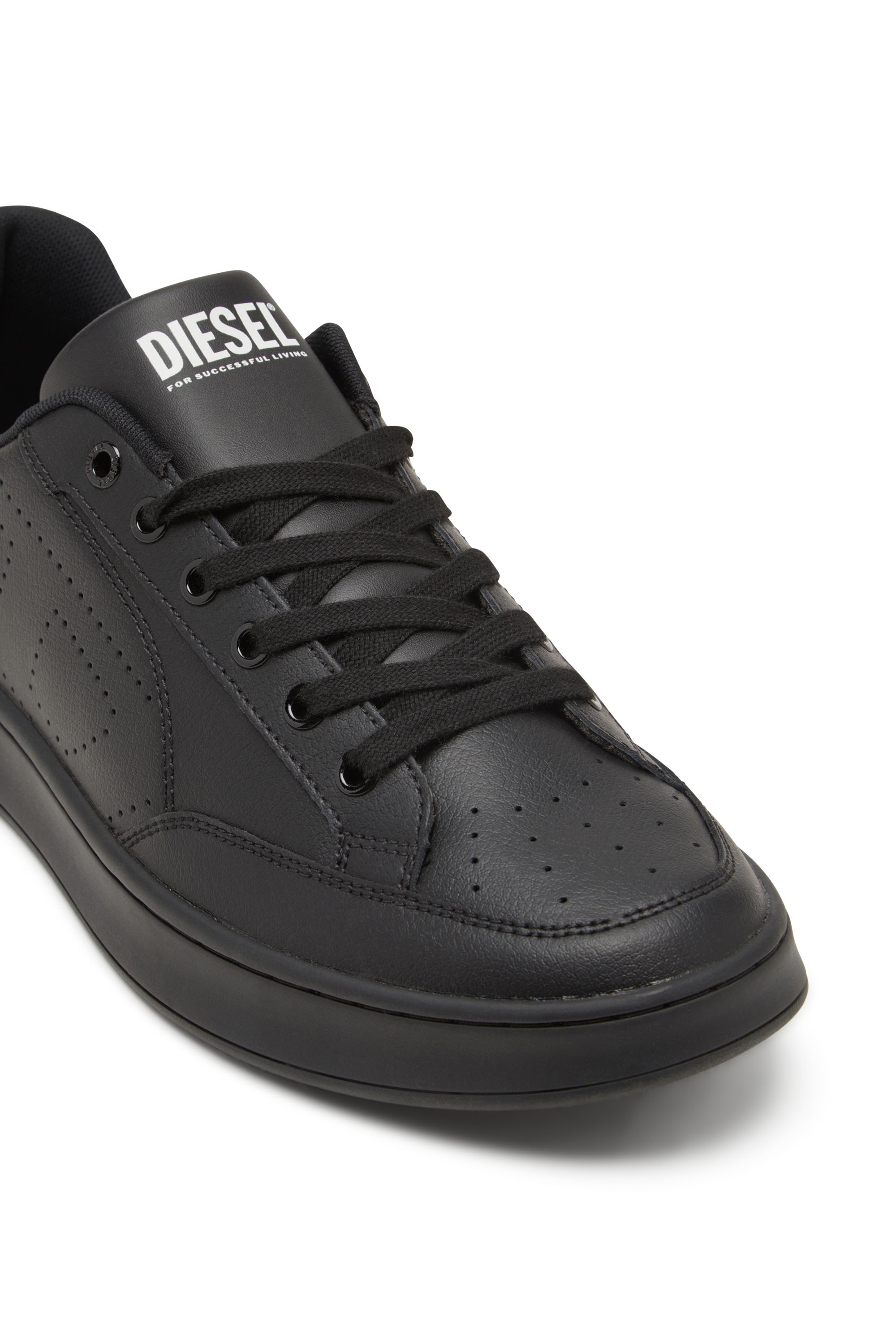 Diesel - S-DAKOTA LOW, Male's Leather sneakers with perforated logo in ブラック - 4