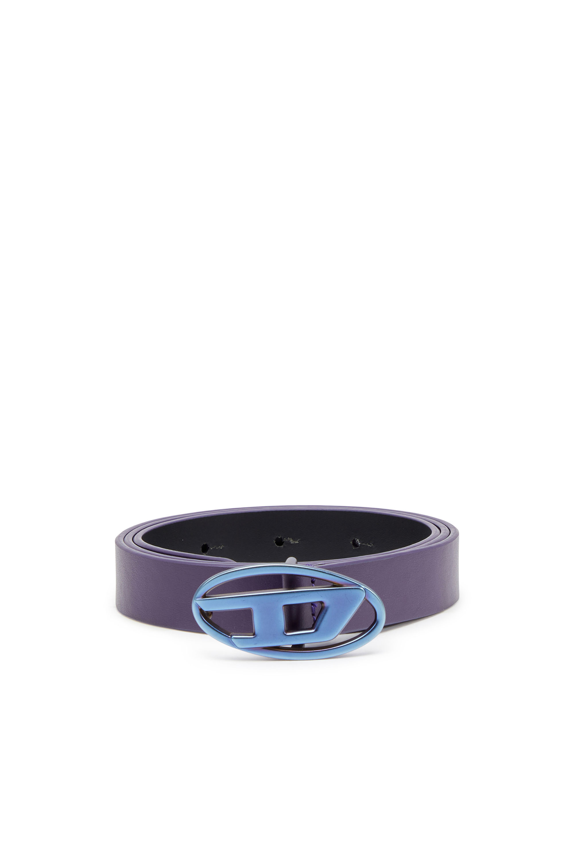 Diesel - B-1DR 20, Female Slim leather belt with iridescent buckle in ブルー - Image 1