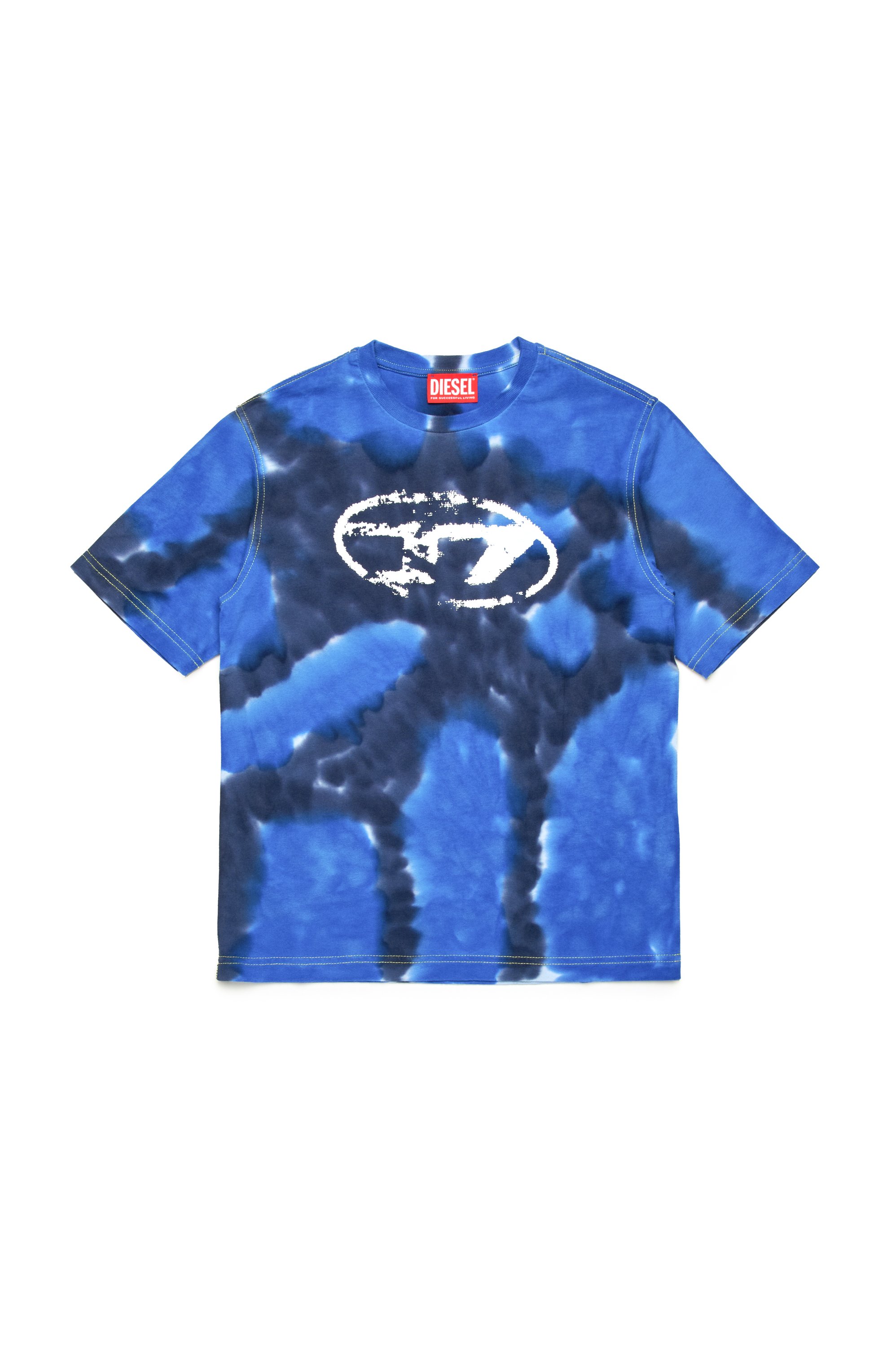 Diesel - TBOXTN15 OVER, Male's T-shirt with batik print in ブルー - 1