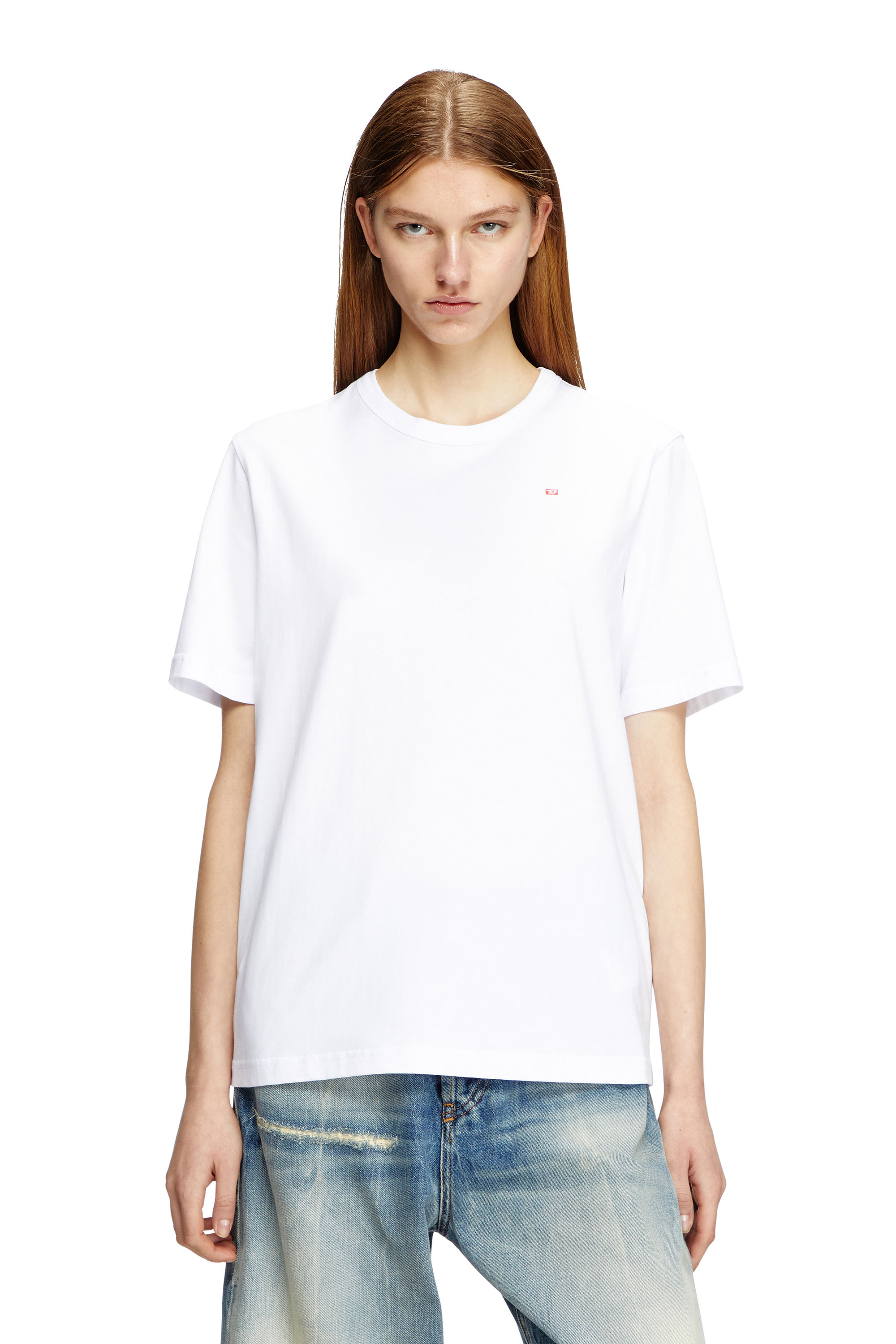 Diesel - T-ADJUST-MICRODIV, Unisex's T-shirt with micro-embroidered logo in ホワイト - 4