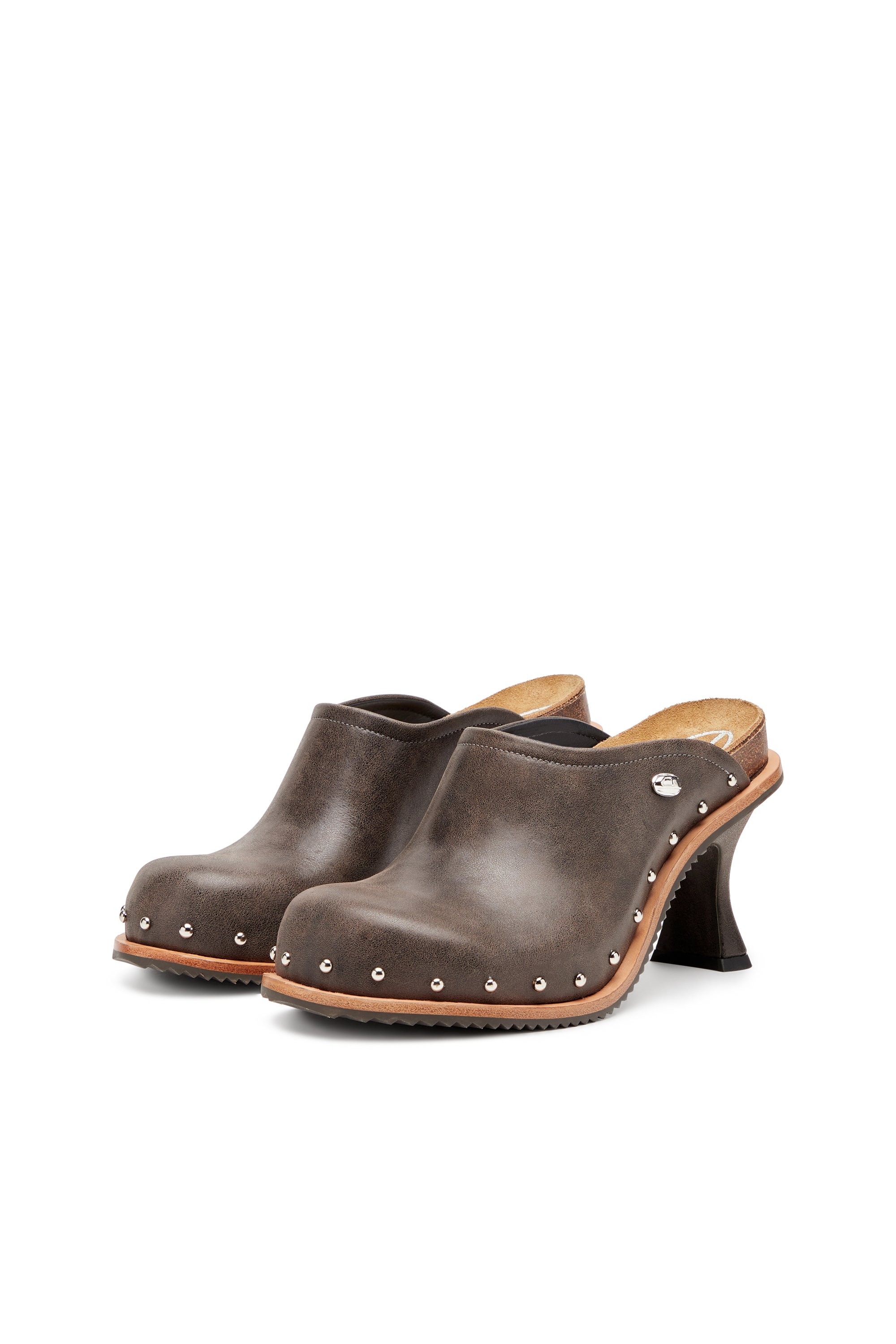 Diesel - D-WOODSTOCK ML CLOG W, Female's D-Woodstock-Studded leather mules in ダークブラウン - 8