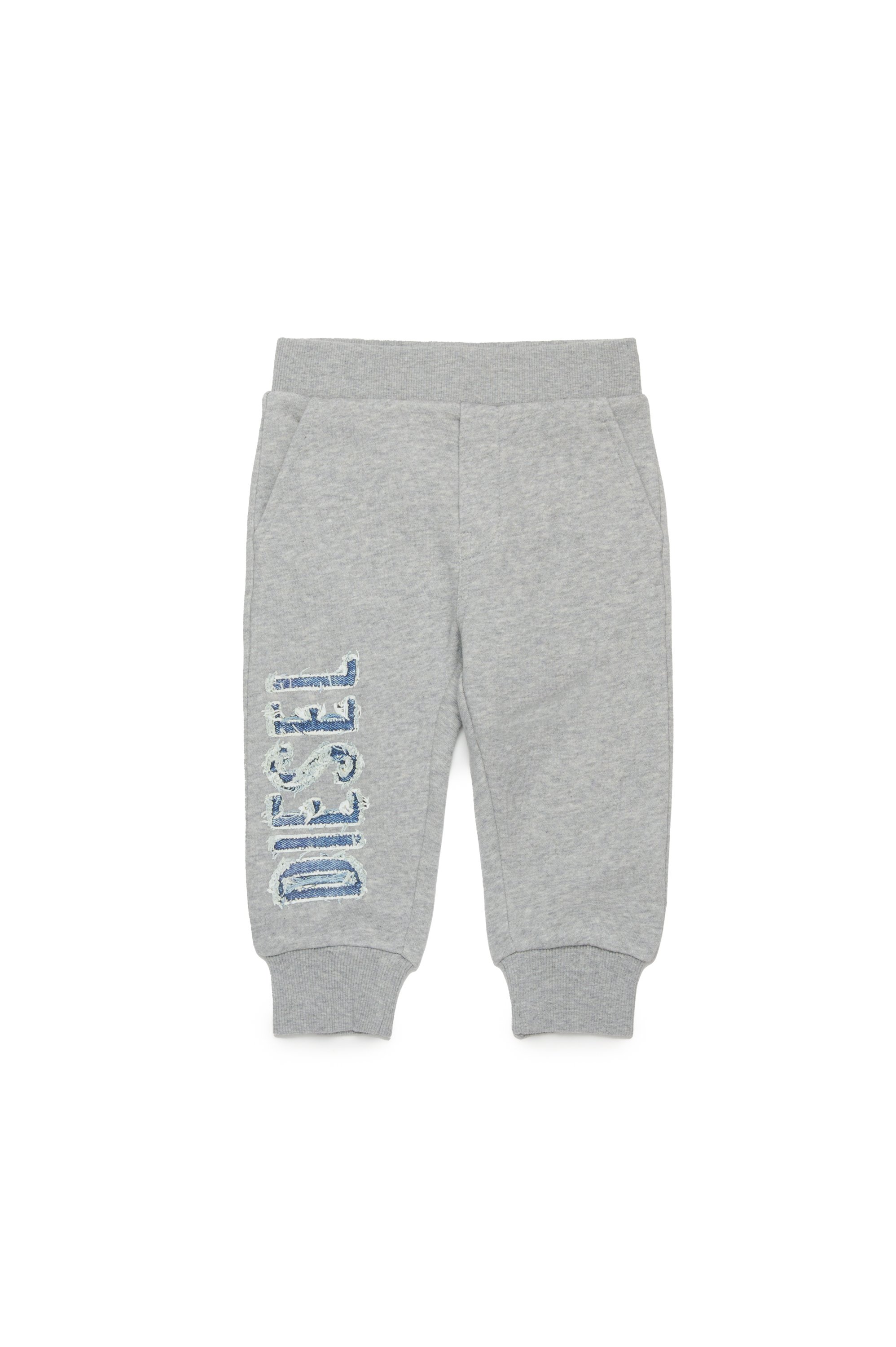 Diesel - PGIBBIB, Male's Sweatpants with frayed denim logo in グレー - 1