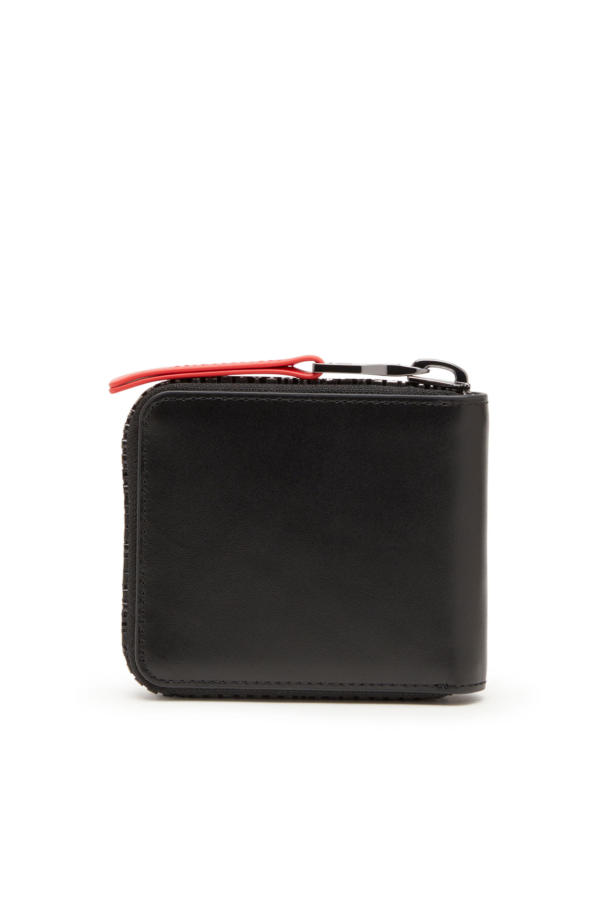 Diesel - ZIP-D BI-FOLD COIN ZIP XS, Male Leather zip wallet with logo zip in ブラック - Image 2