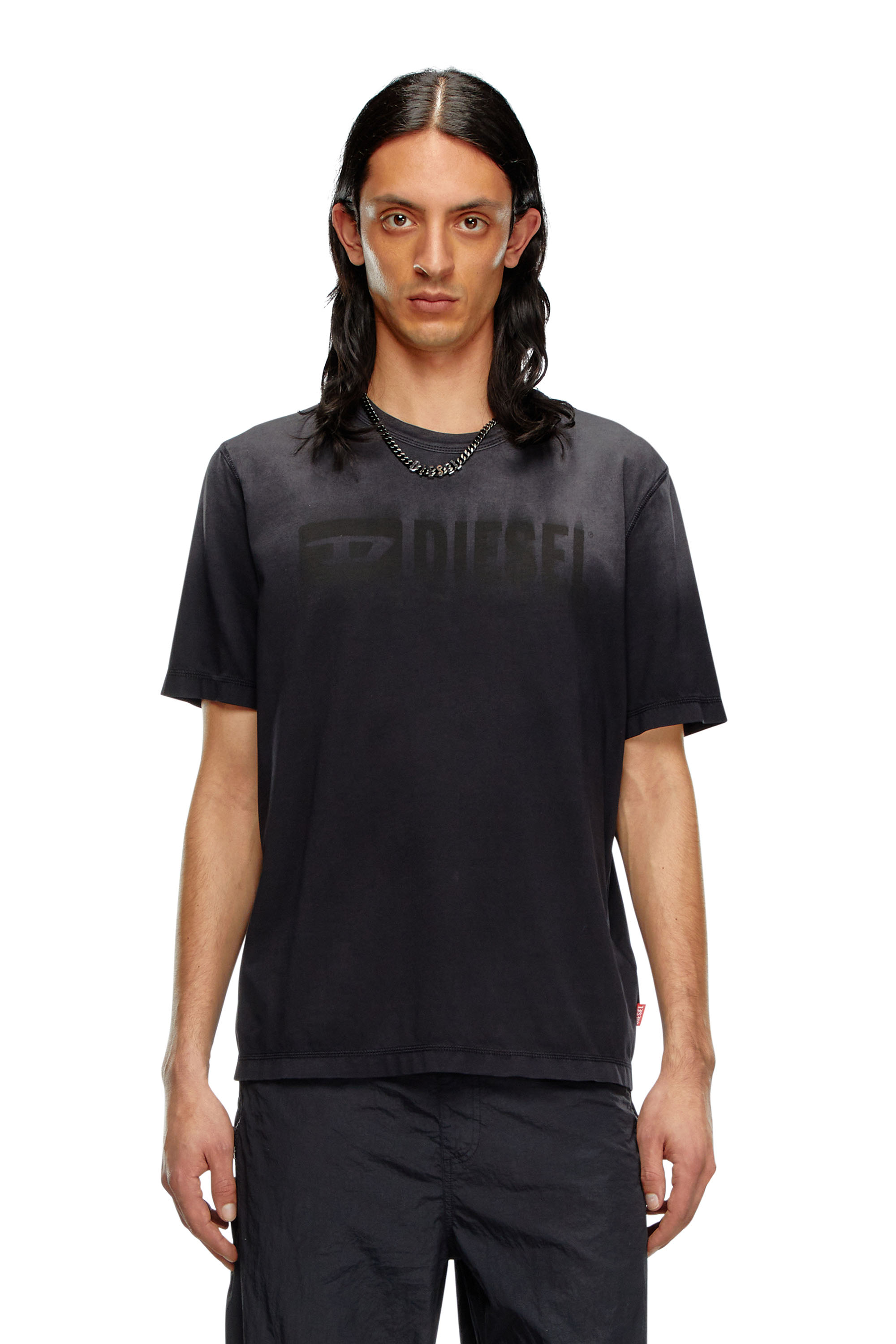 Diesel - T-ADJUST-K4, Male T-shirt with sun-faded treatment in ブラック - Image 1