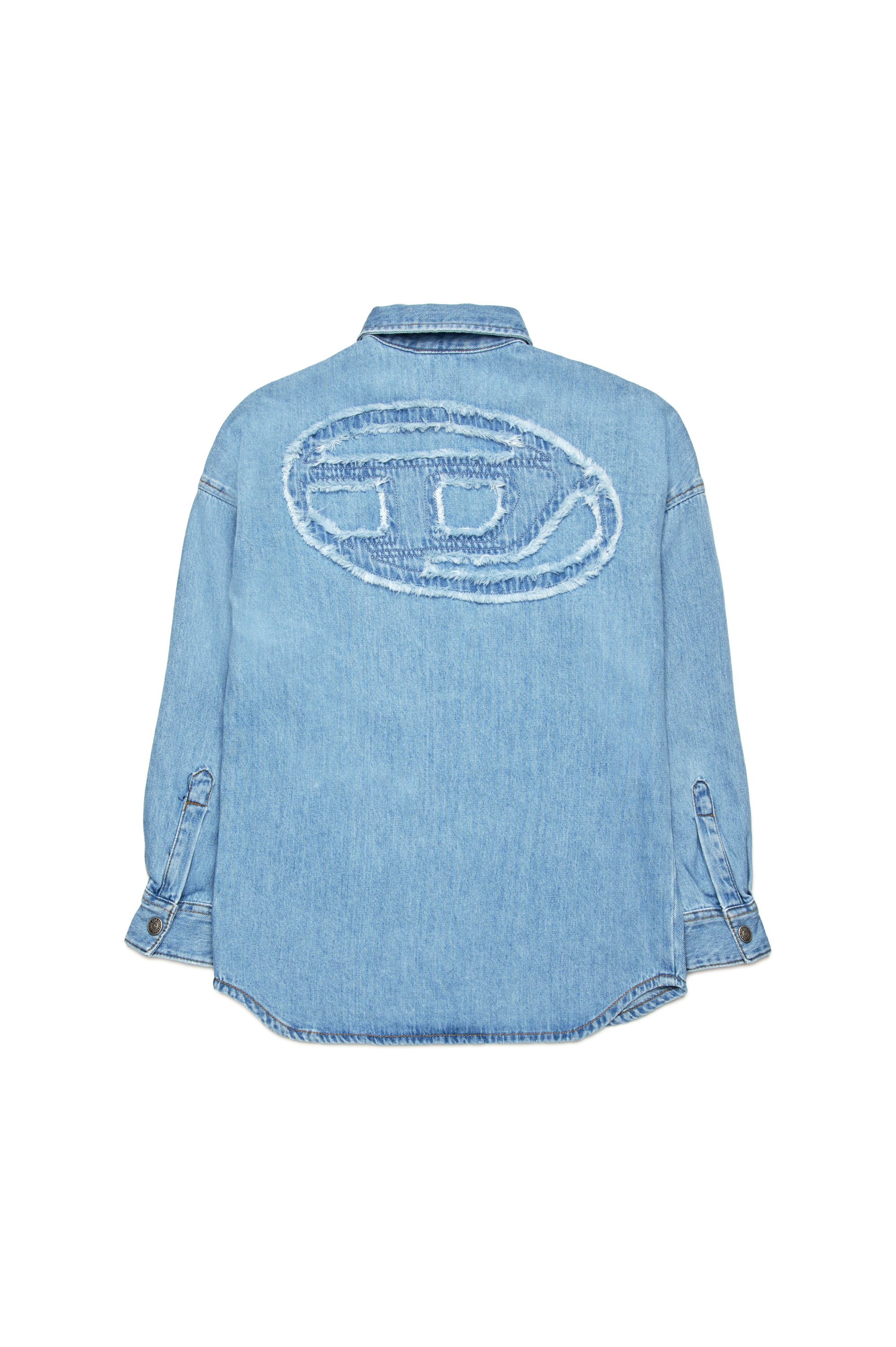 Diesel - CKAMA, Male's Denim shirt with frayed Oval D logo in ライトブルー - 2