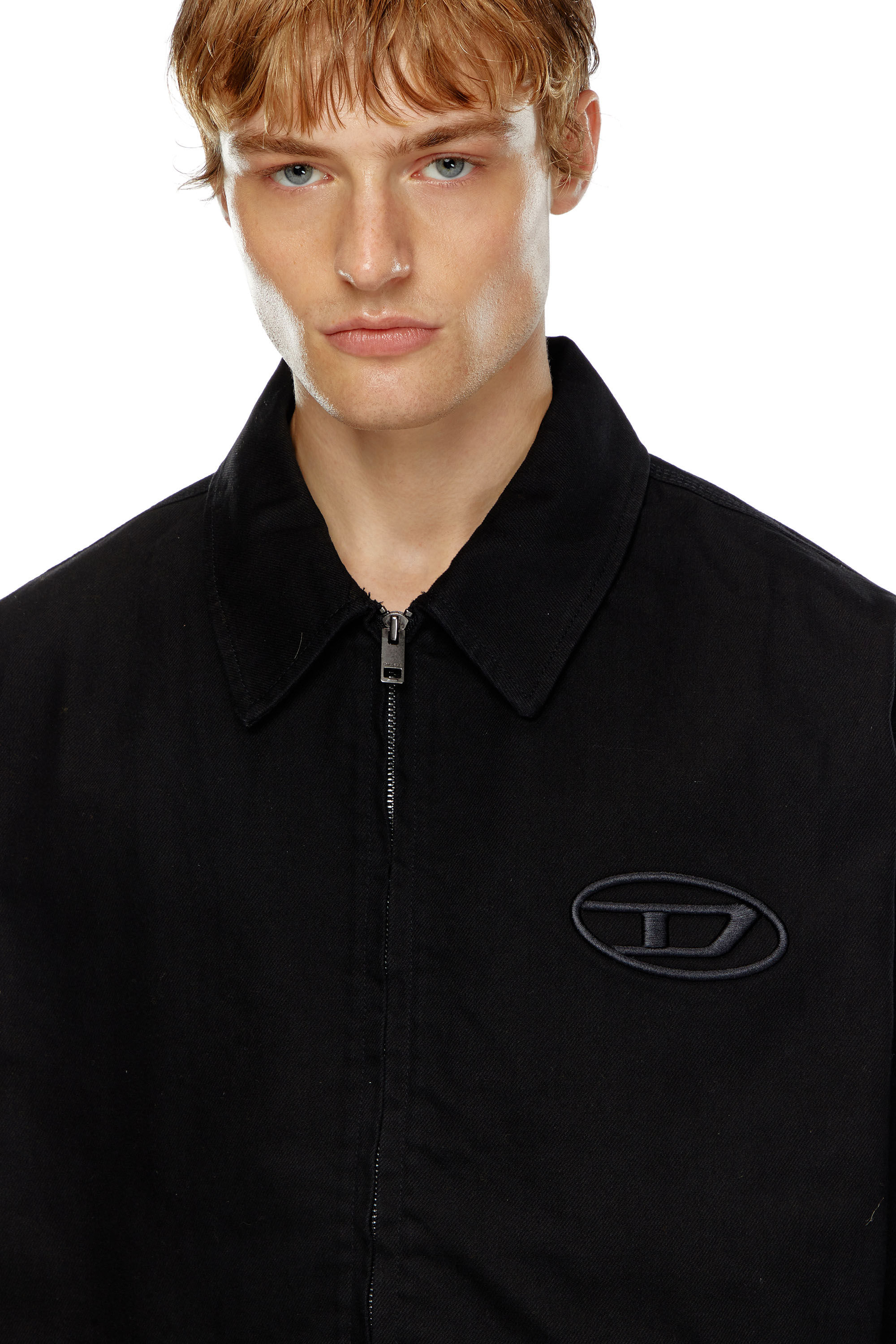 Diesel - J-TAYLOR-BLEACH, Male Denim blouson jacket with bleached logo in ブラック - Image 5