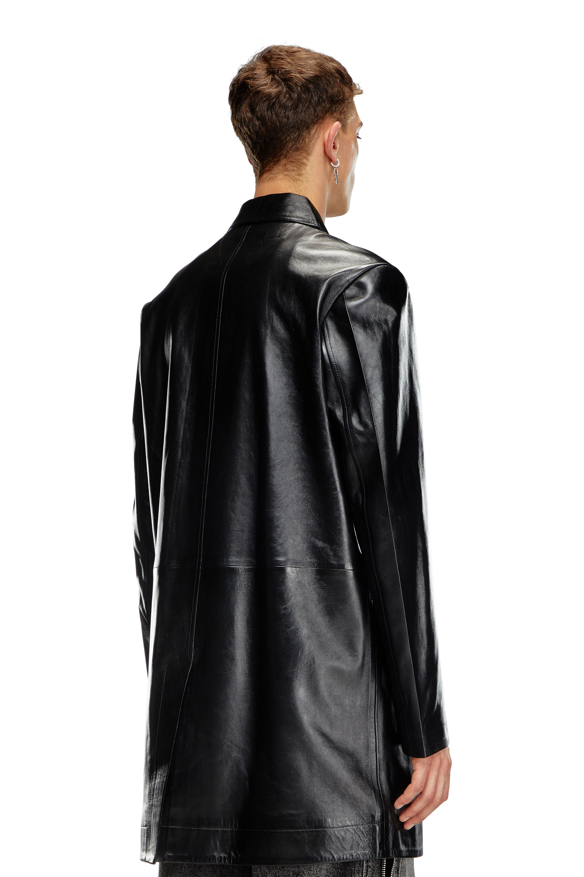 Diesel - L-CORDIER, Male Coated leather coat in ブラック - Image 4