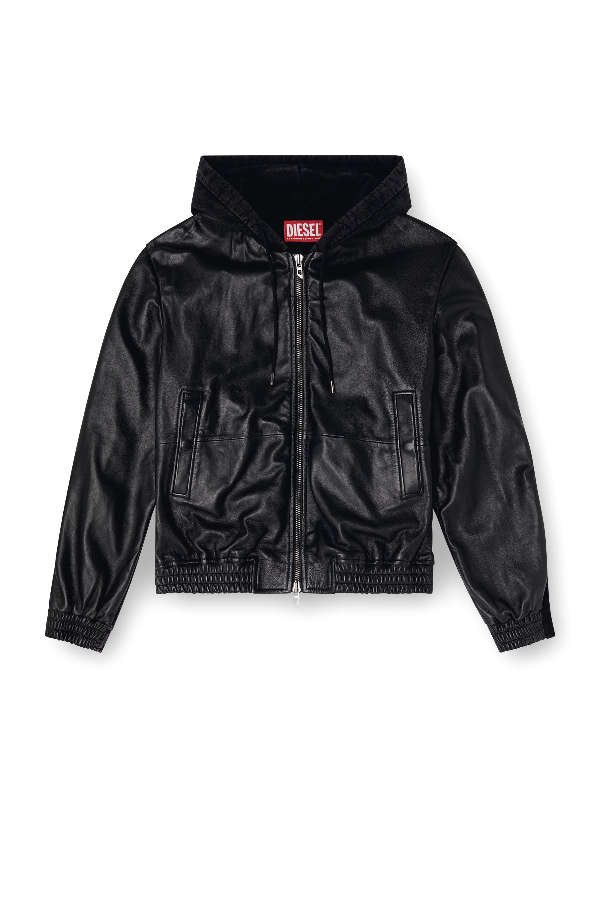 Diesel - L-OCHS, Male's Hooded jacket in leather, cotton and denim in ブラック - 3