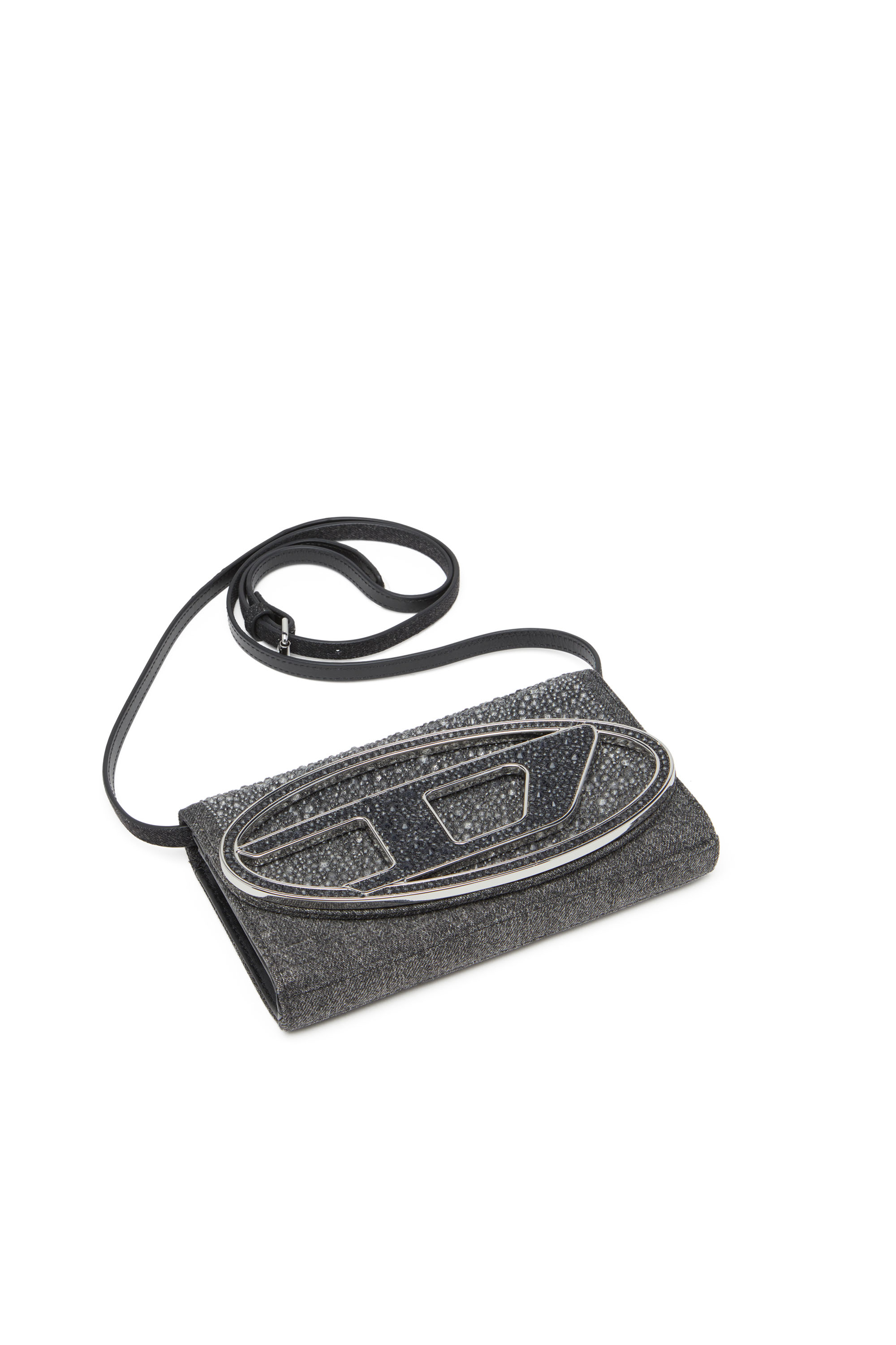 Diesel - 1DR WALLET STRAP, Female Wallet purse in crystal denim in ブラック - Image 5