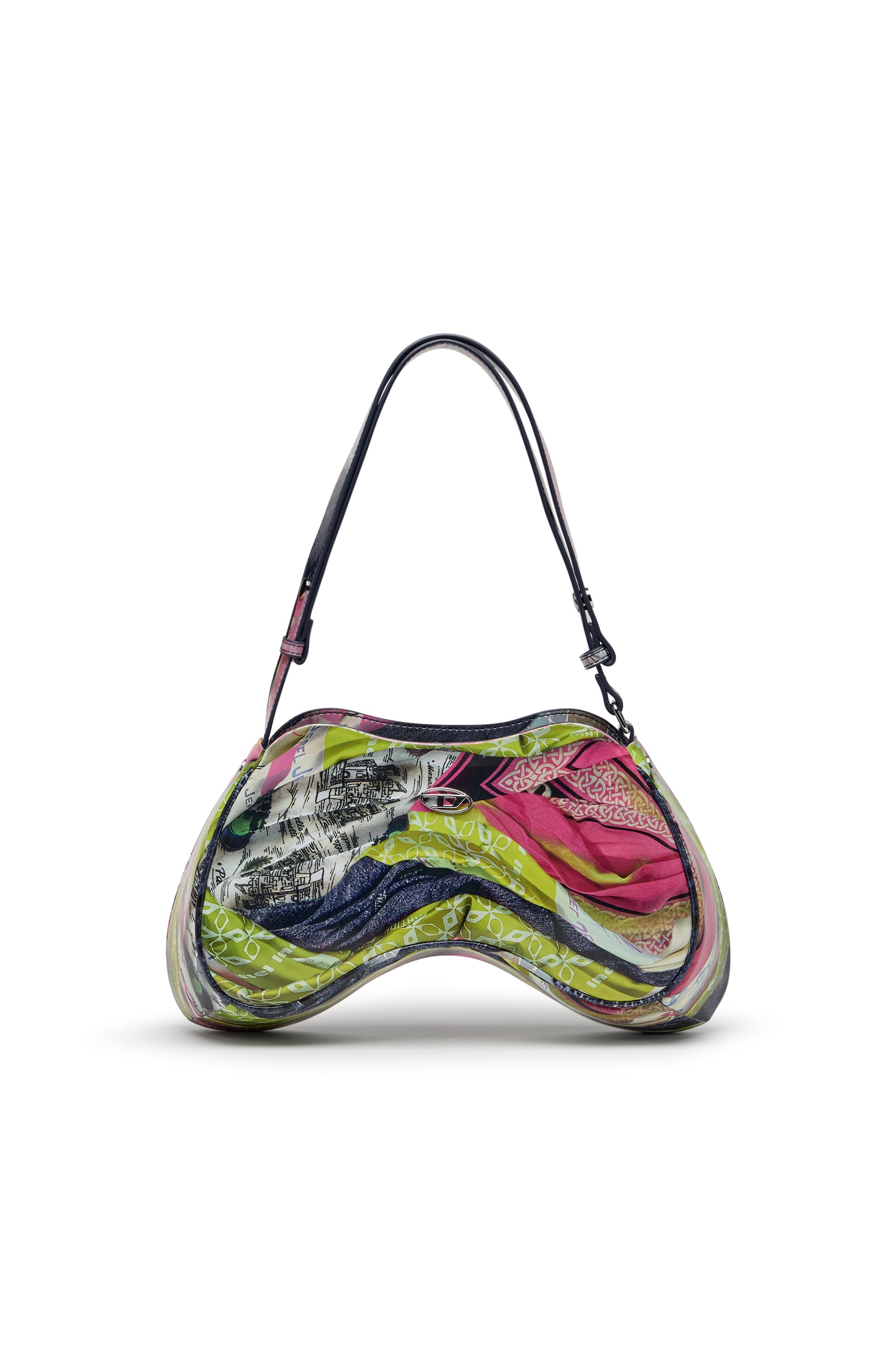 Diesel - PLAY SHOULDER, Female's Play-Glossy shoulder bag with print in ピンク/イエロー - 1