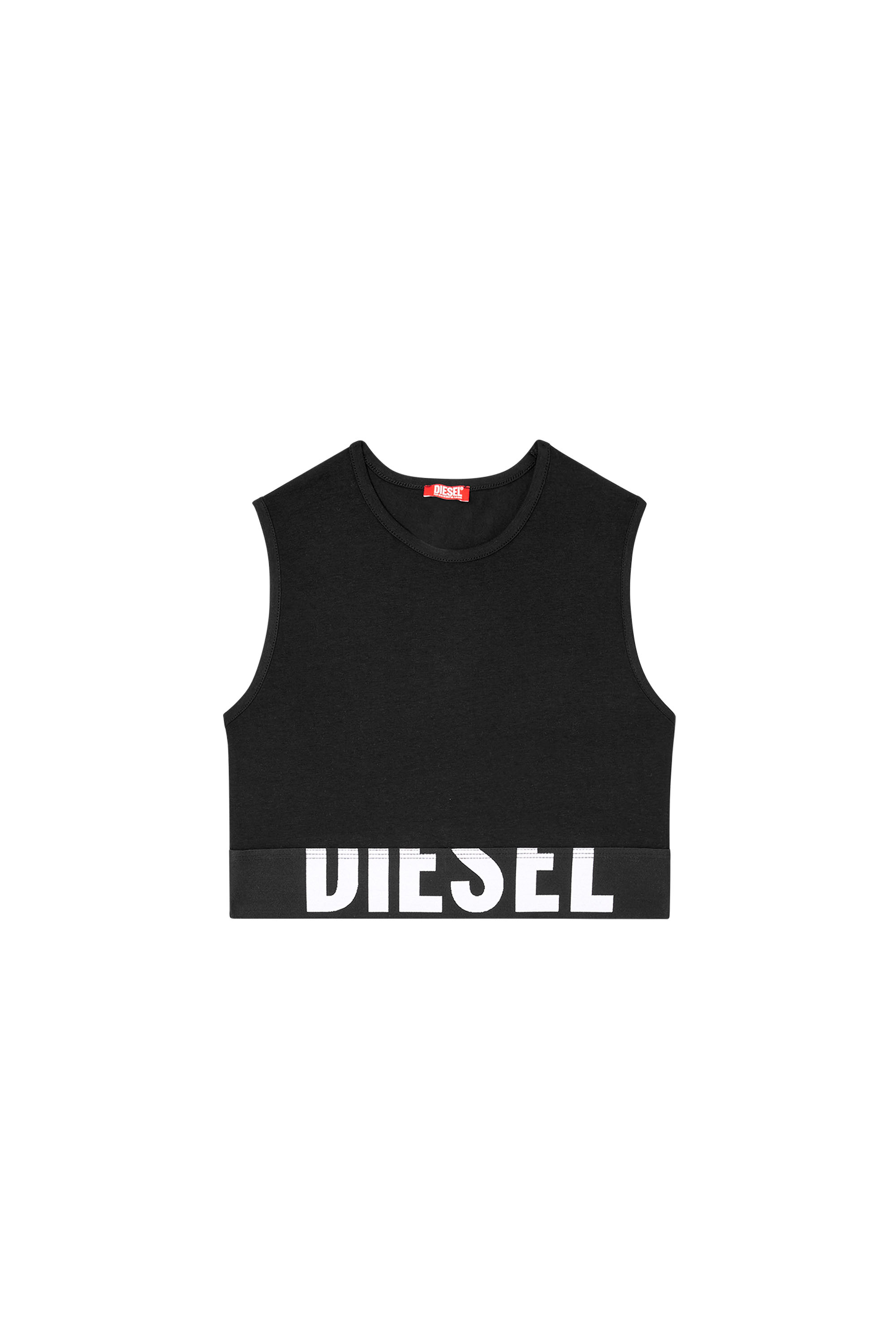 Diesel - ADA-D-POP, Female's Cropped tank top with cut-off logo in ブラック - 4