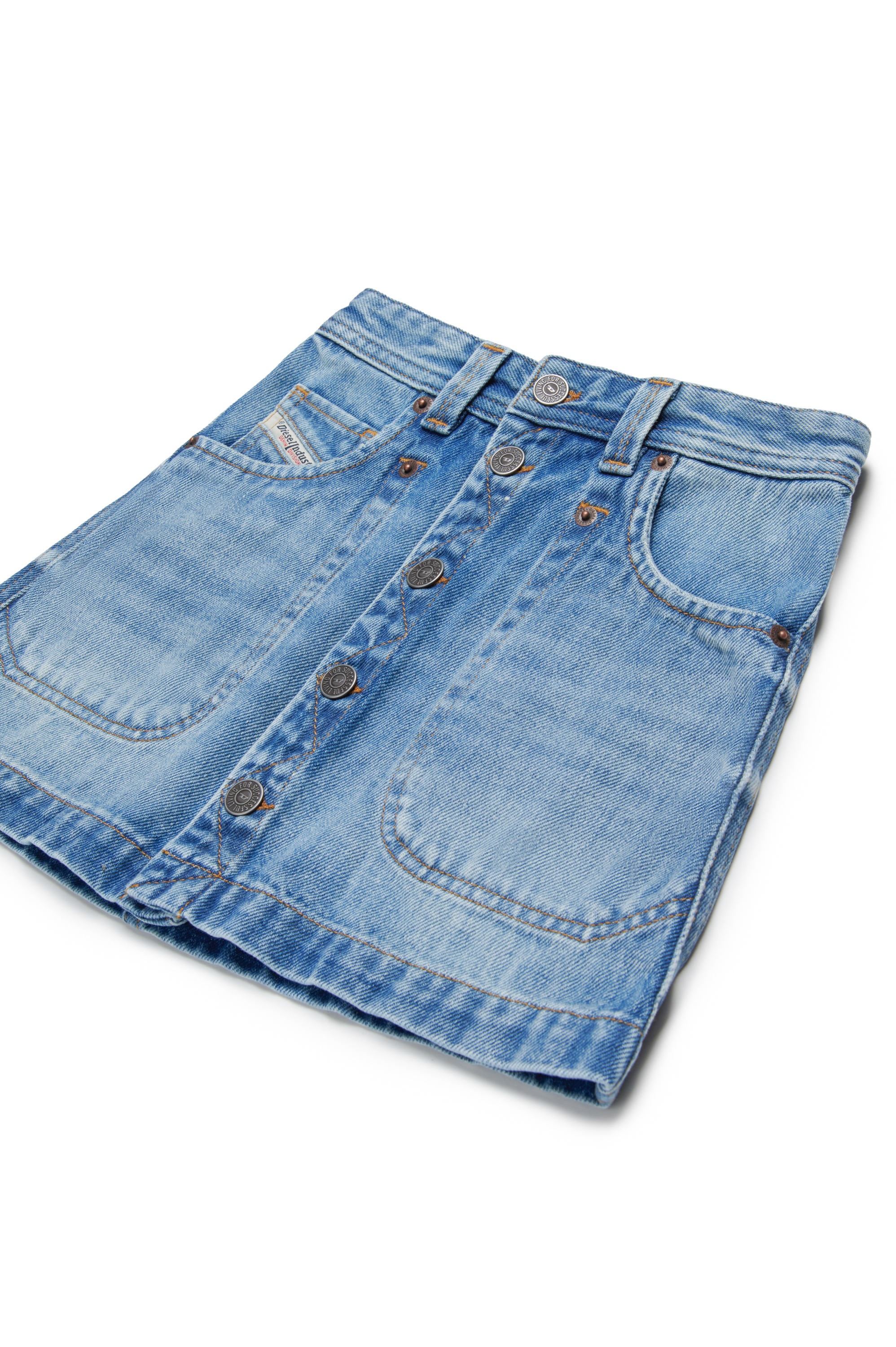 Diesel - GEALBUS, Female's Button-front denim mini skirt in ミディアムブルー - 3