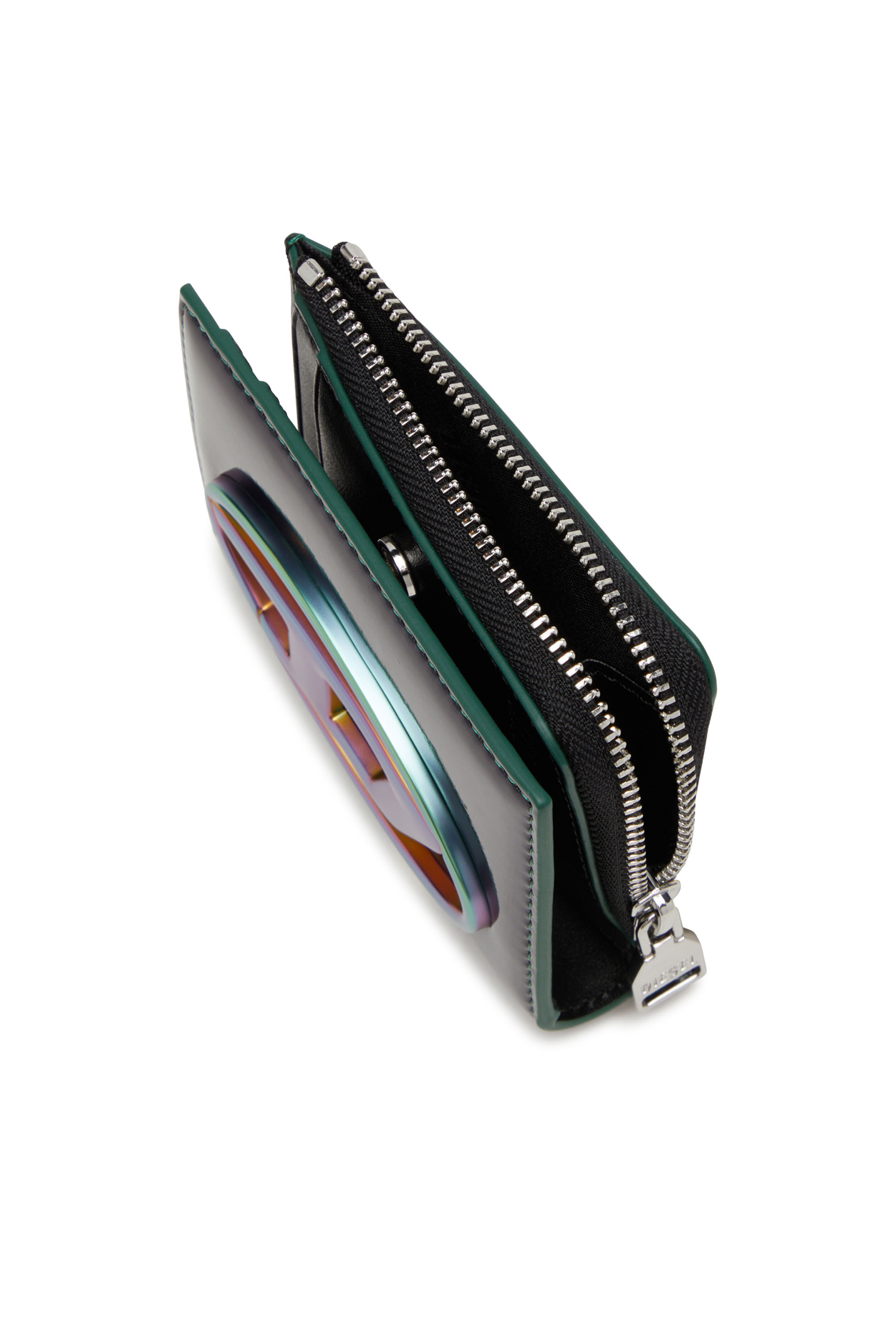 Diesel - 1DR CARD HOLDER ZIP L, Female's Iridescent bi-fold card holder in グリーン/ブルー - 4