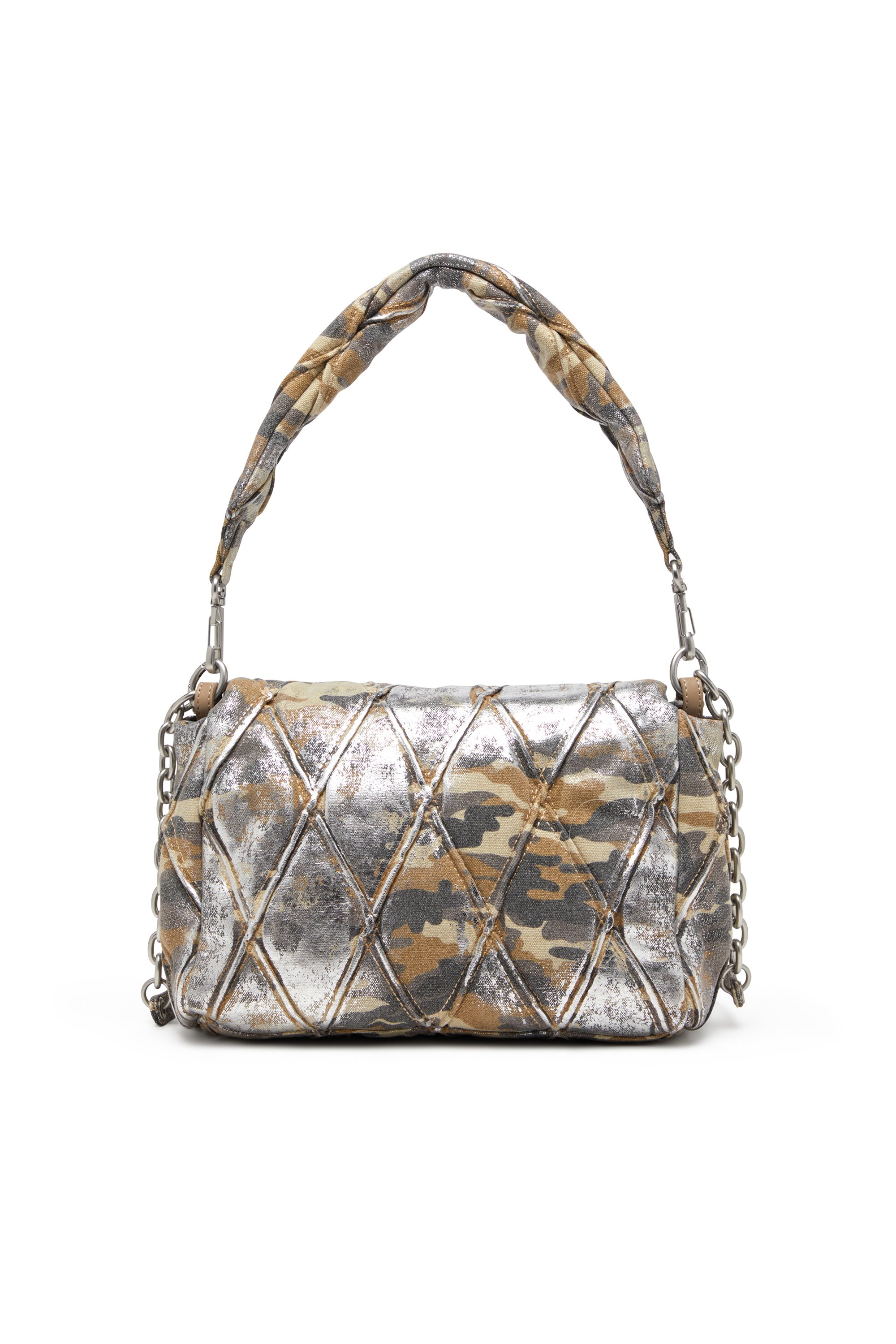 Diesel - CHARM-D SHOULDER M, Female's Charm-D M-Shoulder bag in metallic camo canvas in マルチカラー/ブラウン - 2