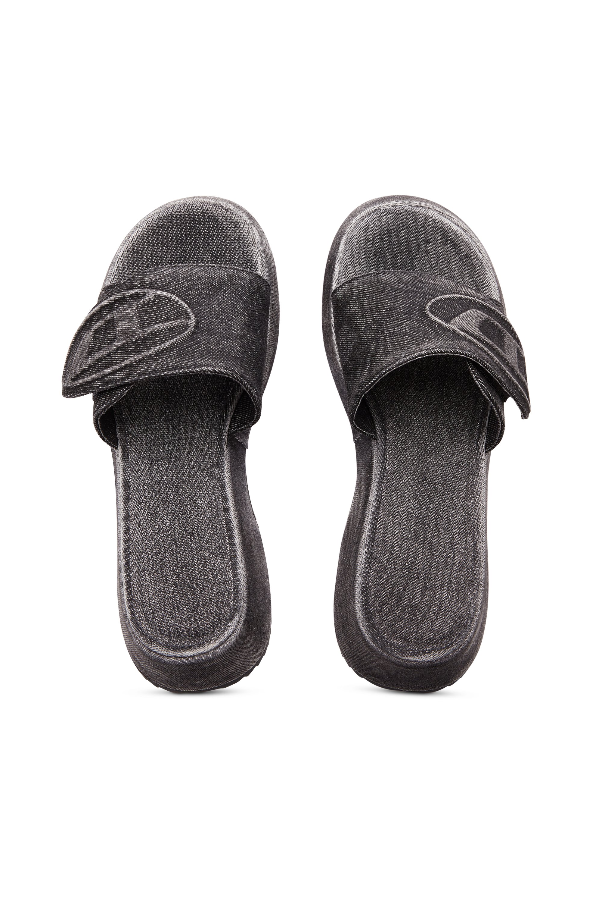 Diesel - SA-OVAL D PF W, Female's Sa-Oval D-Denim slide sandals with Oval D strap in ブラック - 5