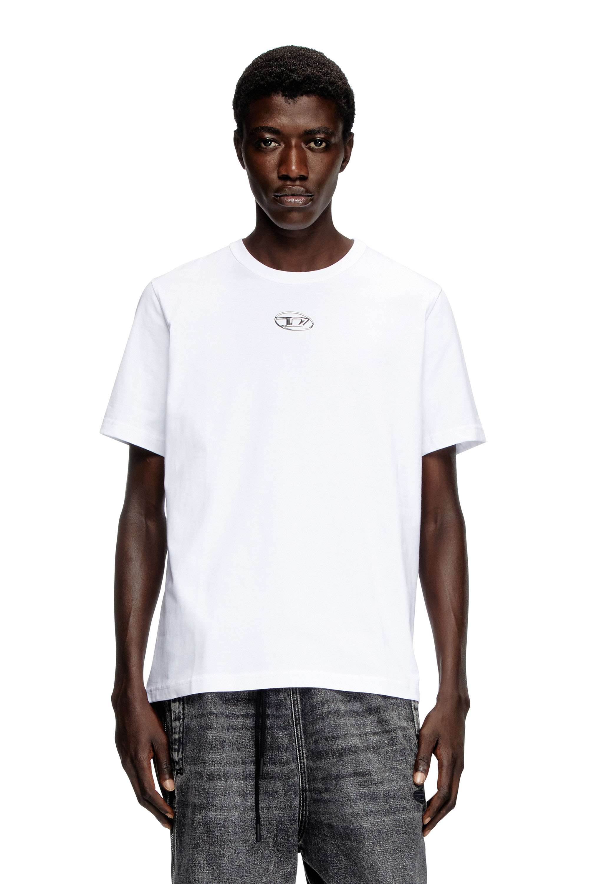 Diesel - T-ADJUST-OD, Male's T-shirt with injection moulded logo in ホワイト - 1