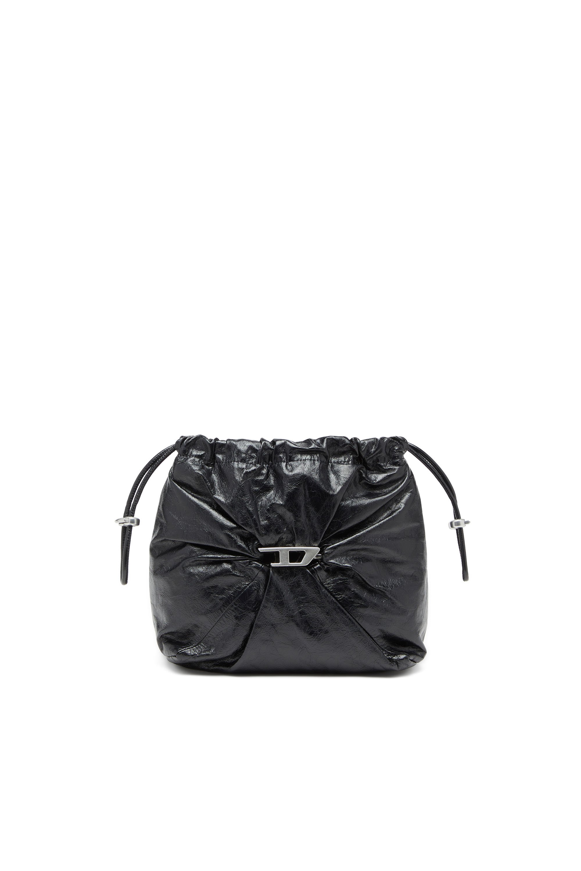 Diesel - SCRUNCH-D BUCKET, Female's Scrunch-D-Bucket bag in shiny wrinkled leather in ブラック - 8