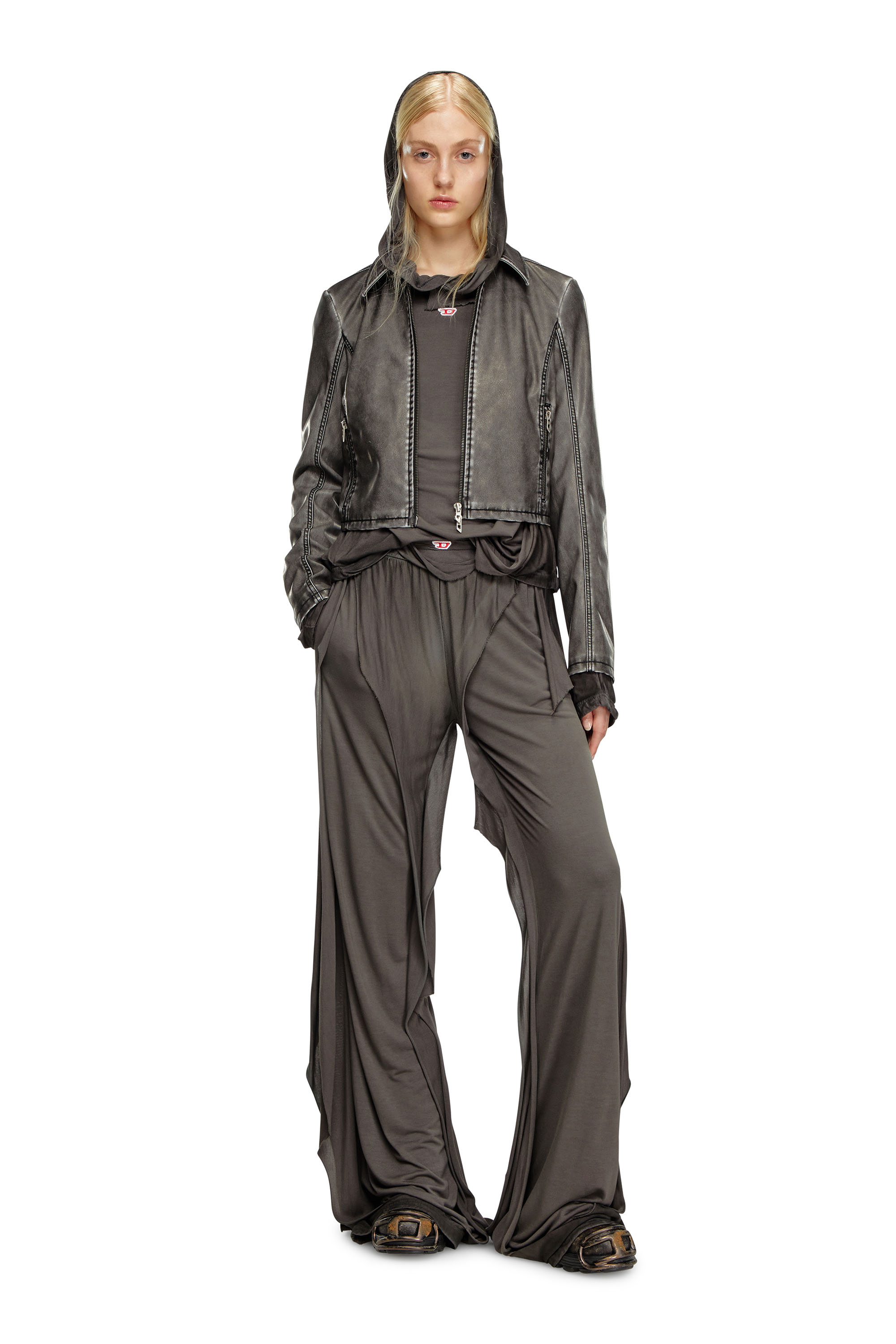 Diesel - G-OTA, Female Cropped jacket in washed tech fabric in ブラック - Image 2