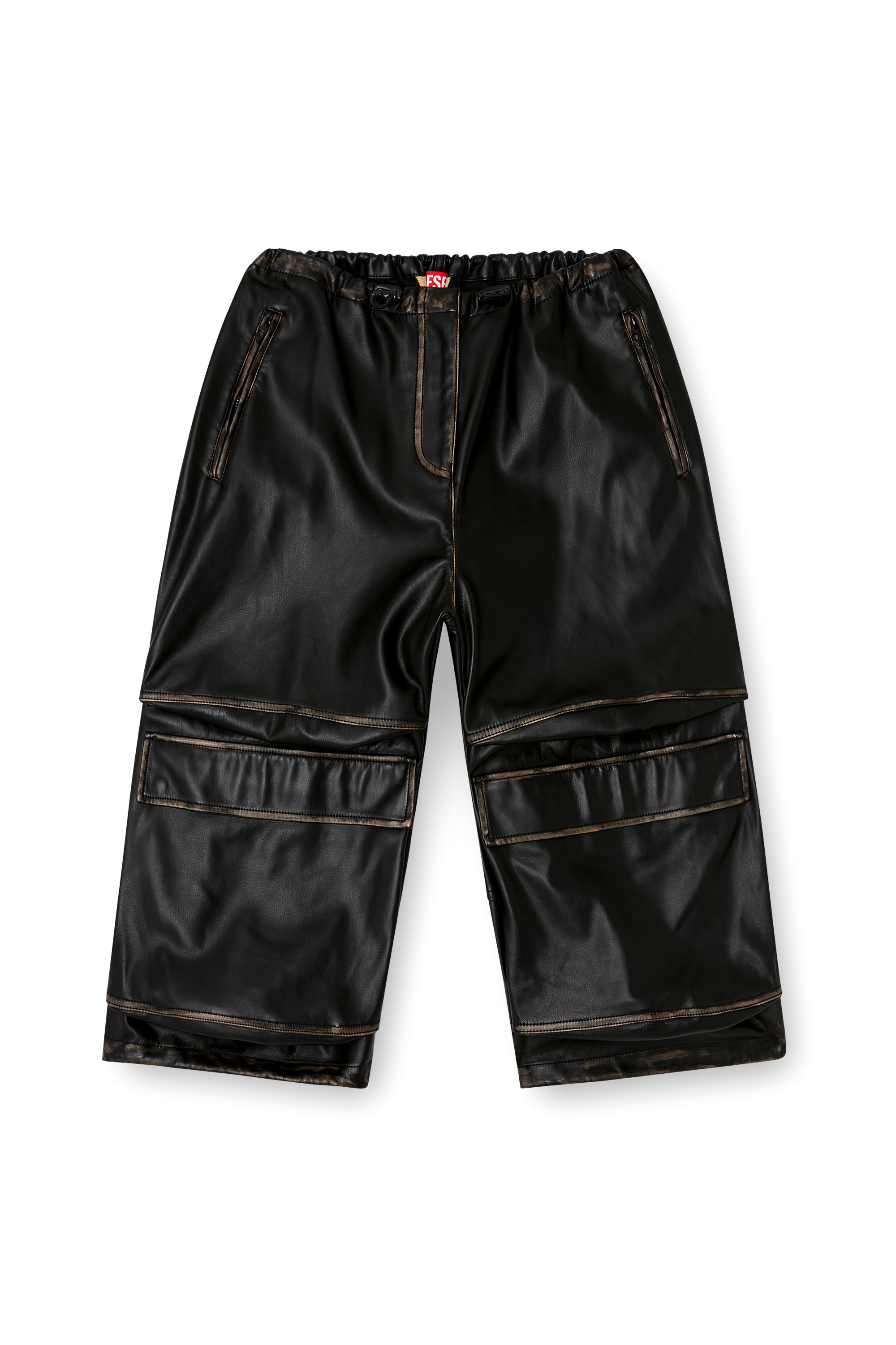 Diesel - P-DAYETZ-SHORT-FEM, Female's Pleather cargo Bermuda pants in ブラック - 3