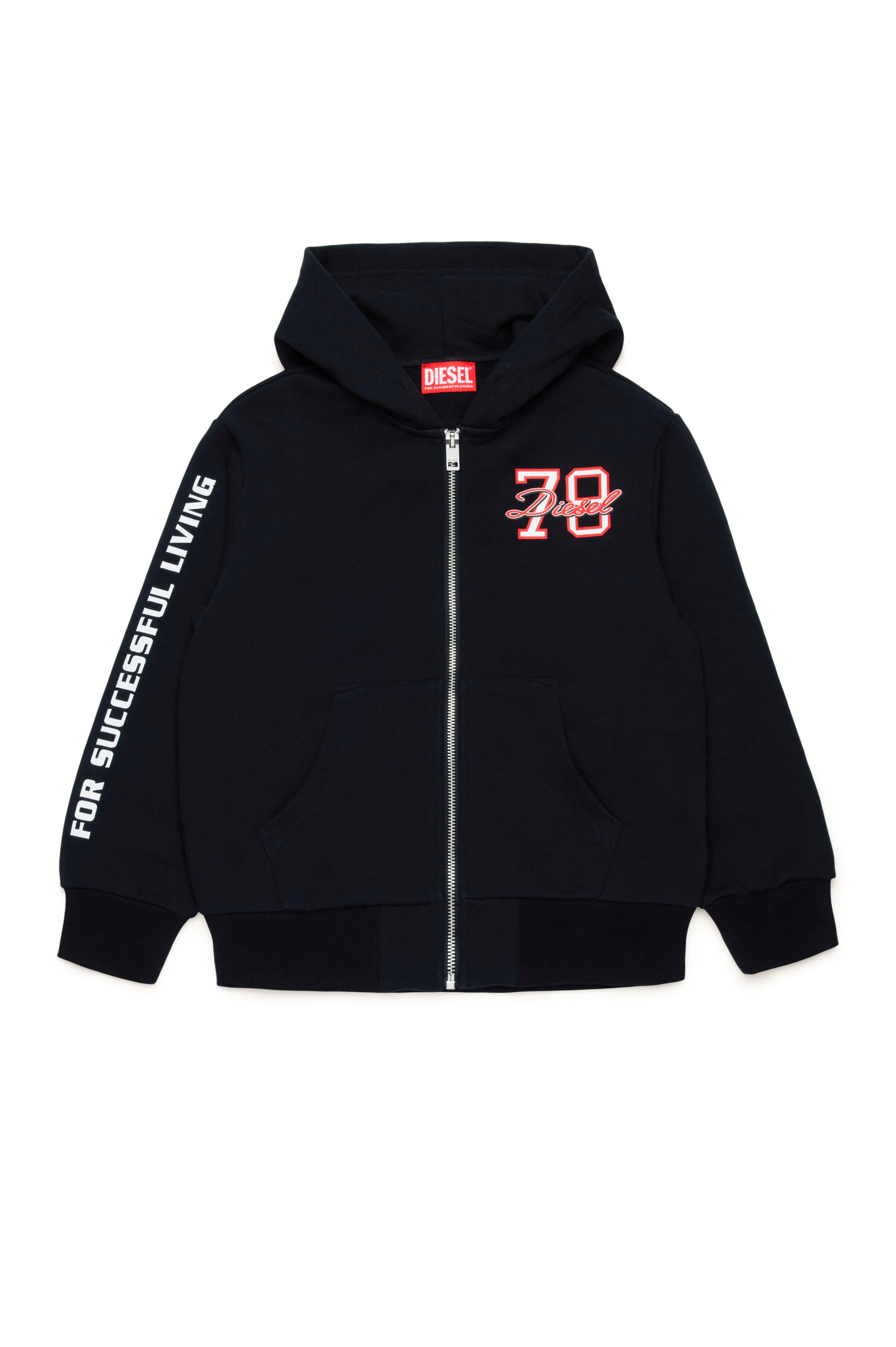 Diesel - SGINNHOODZIPK9 OVER, Male's Zip-up hoodie with collegiate logo in ブラック - 1