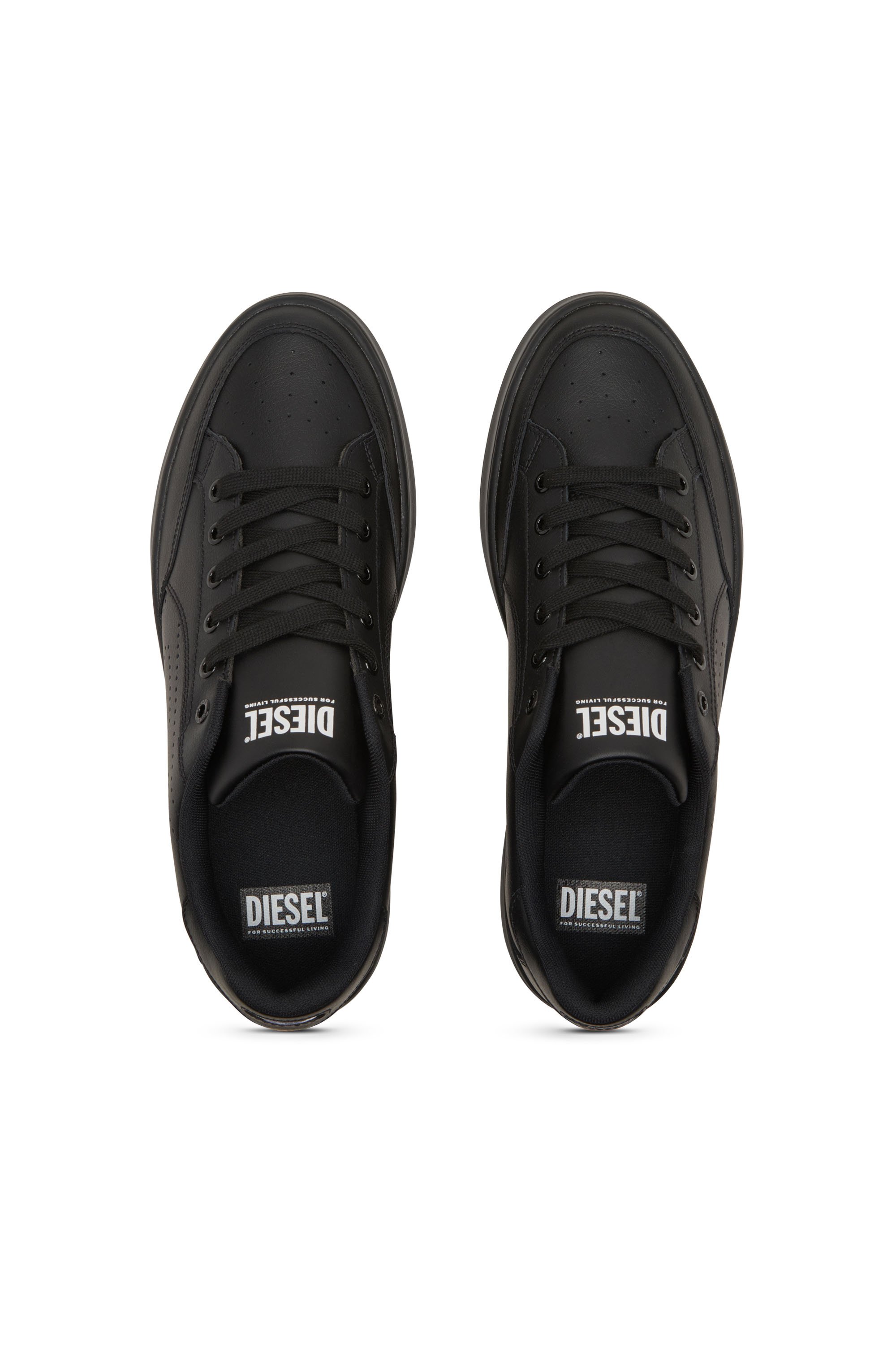 Diesel - S-DAKOTA LOW, Male's Leather sneakers with perforated logo in ブラック - 6