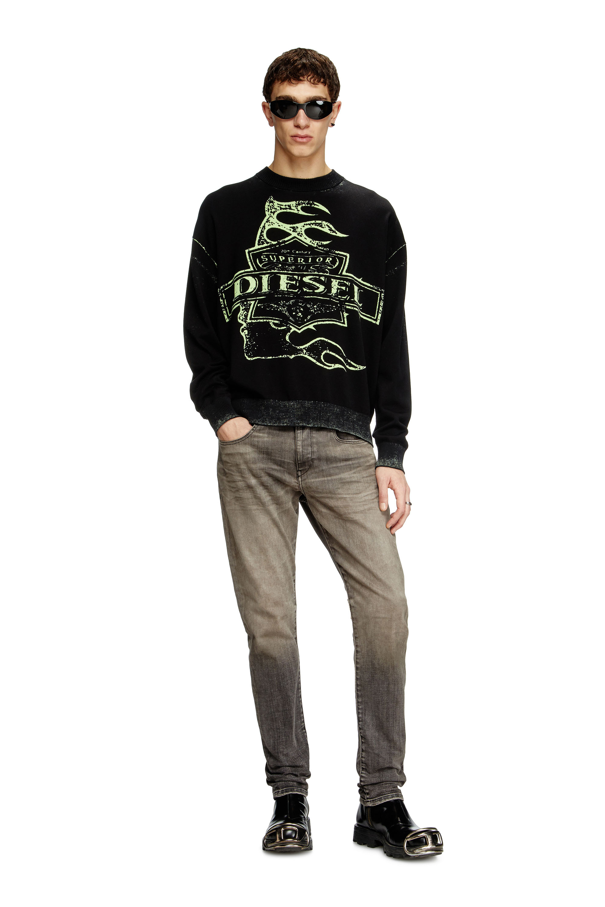 Diesel - K-BELEZ, Male's Reverse-print logo jumper in ブラック - 2