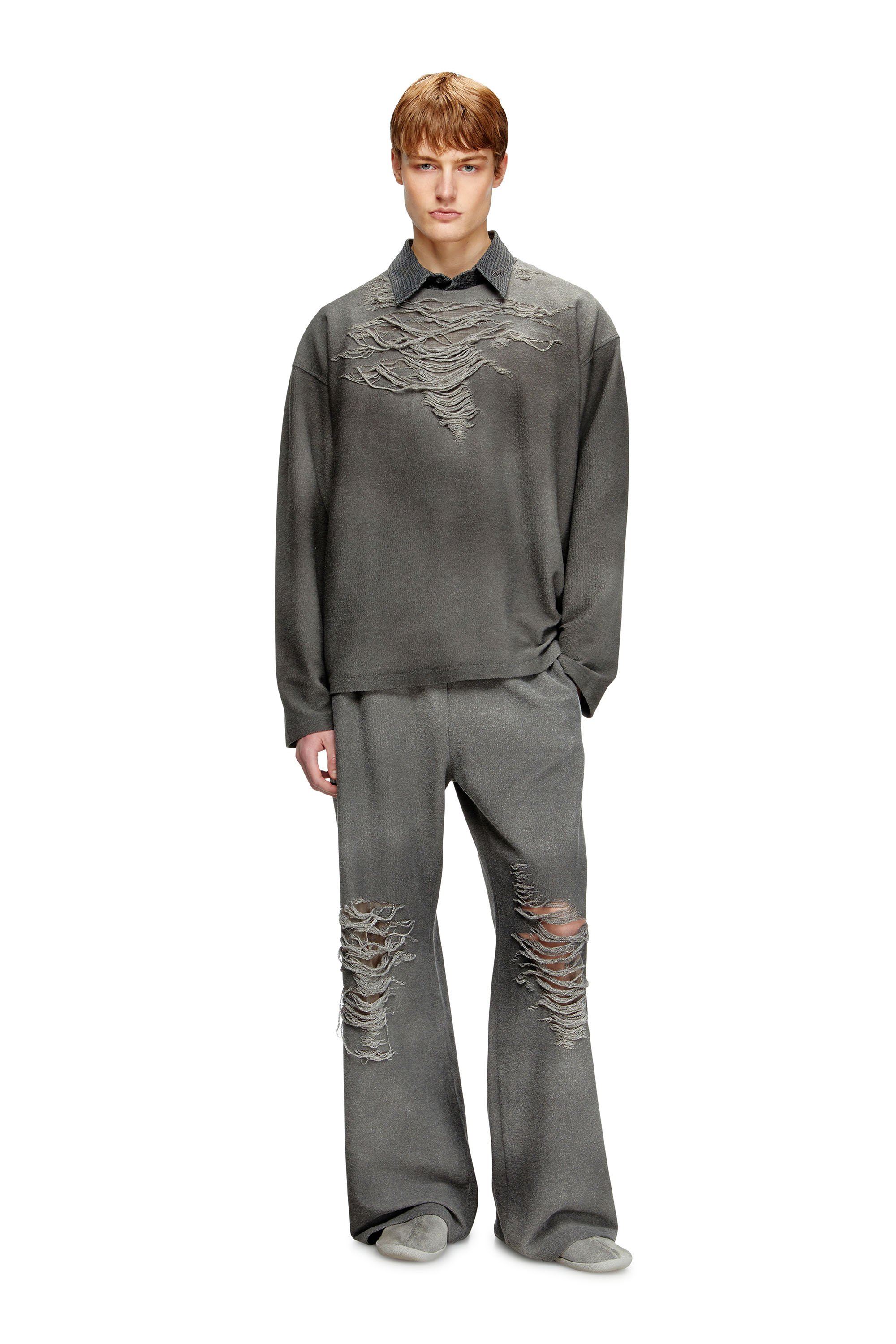 Diesel - P-PERCY, Male's Track pants with distressed front in グレー - 2