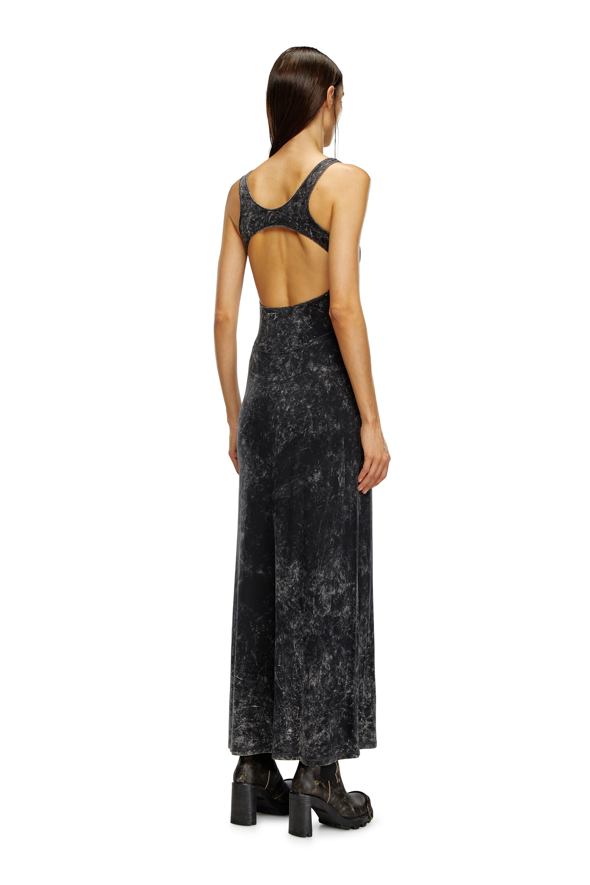 Diesel - D-AVENA-P1, Female Maxi dress in marbled stretch jersey in ブラック - Image 2