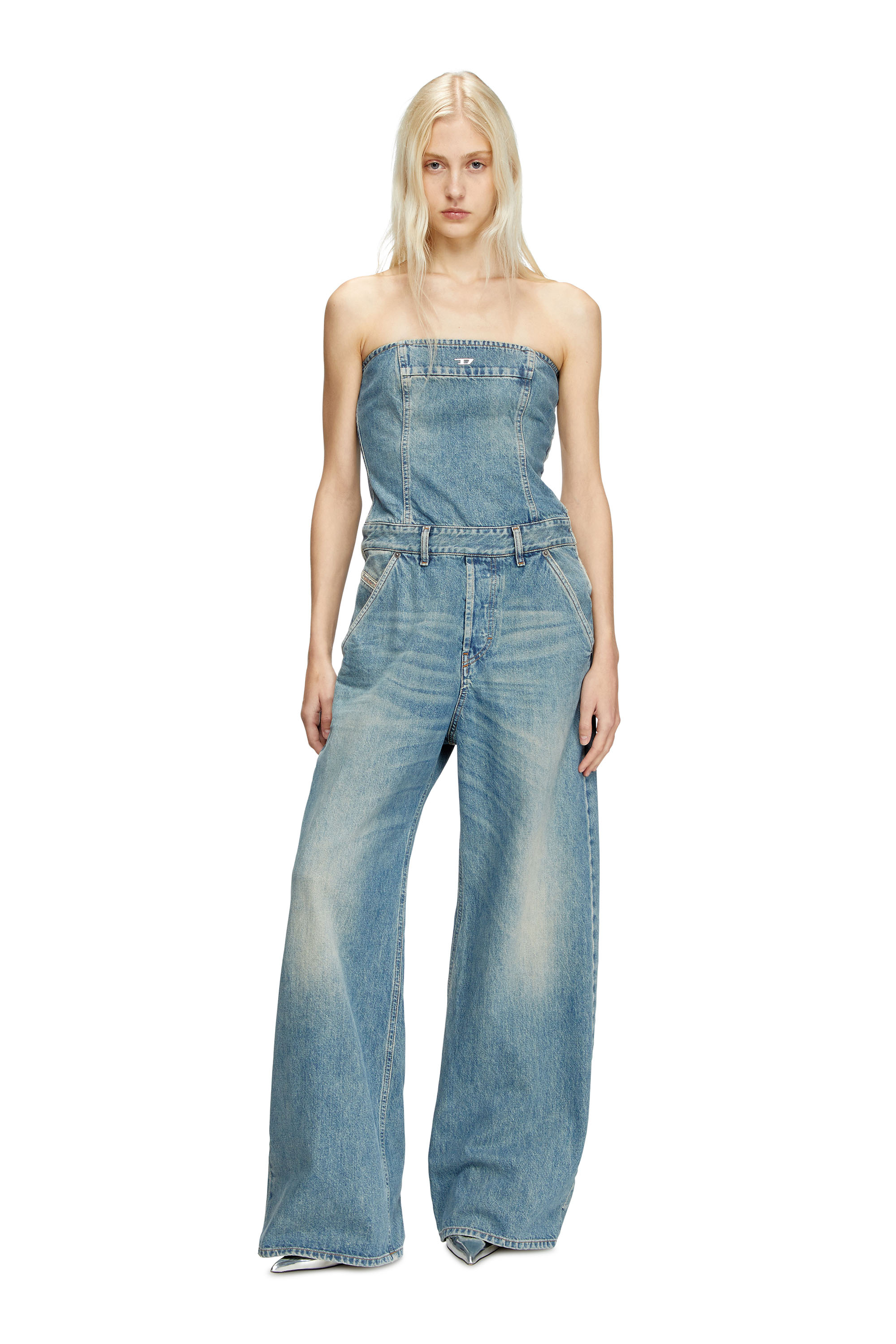 Diesel - DE-BRIDE, Female's Denim strapless jumpsuit in ライトブルー - 1