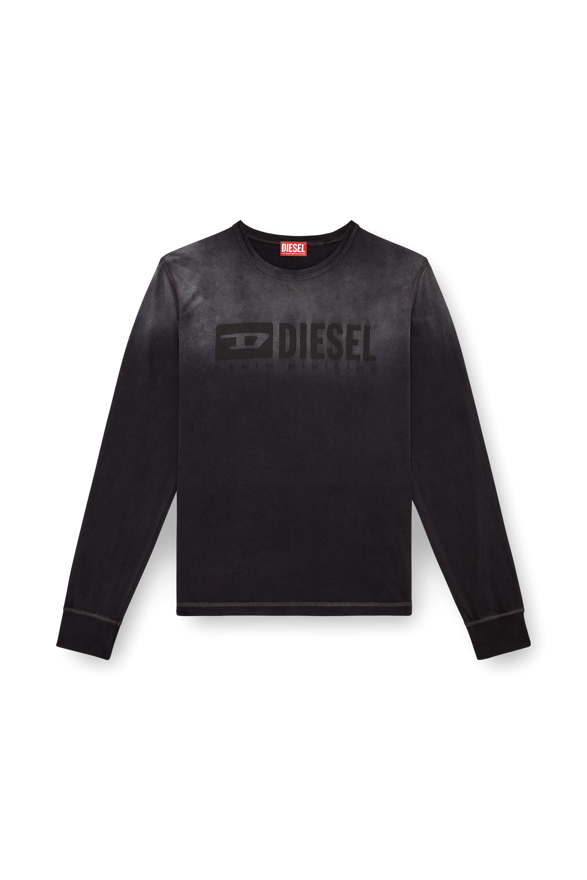 Diesel - T-ADJUST-LS-K4, Male's Long-sleeve T-shirt with tonal logo in ブラック - 3