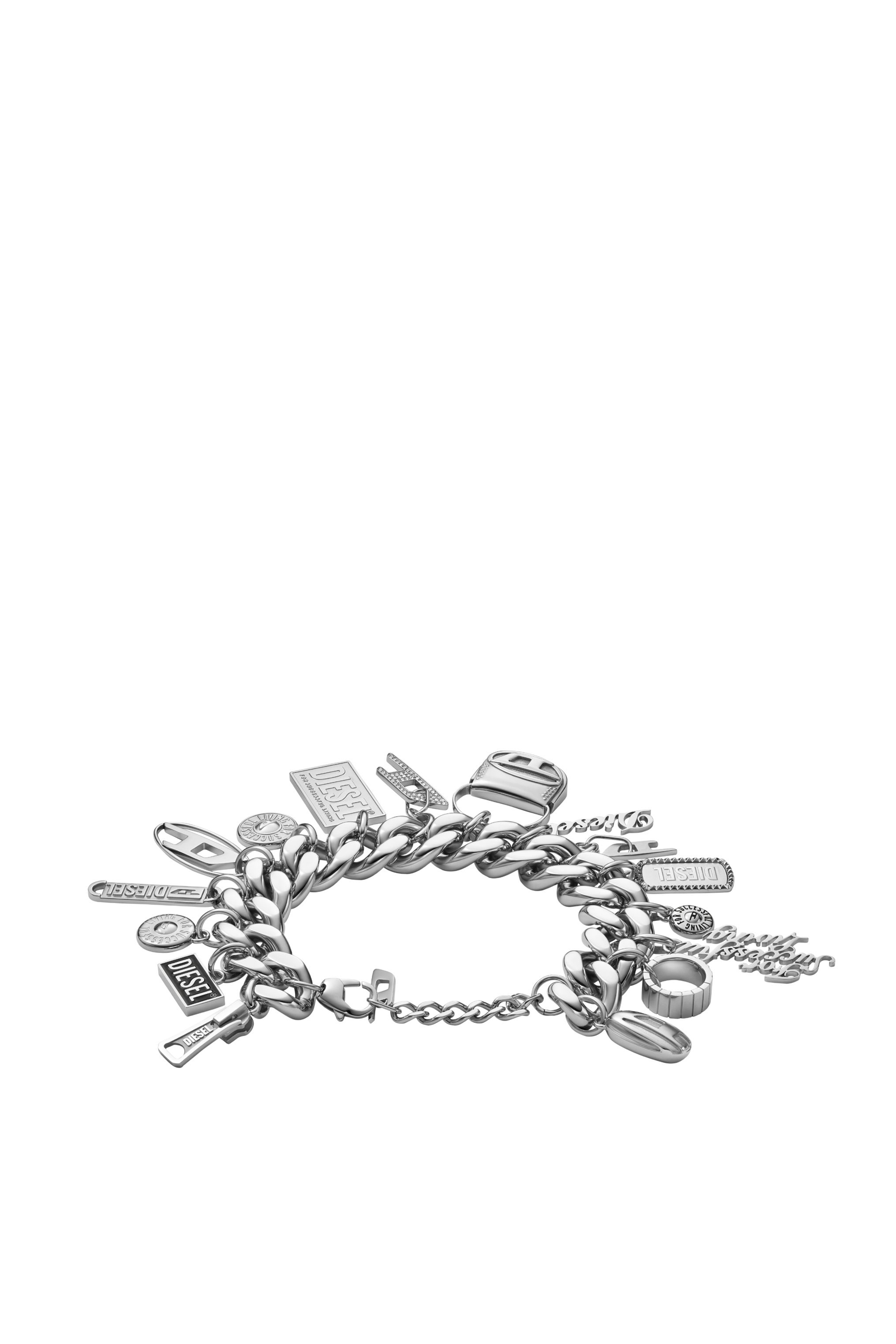 Diesel - DX1523 JEWEL, Unisex Stainless steel charm chain bracelet in シルバー - Image 2