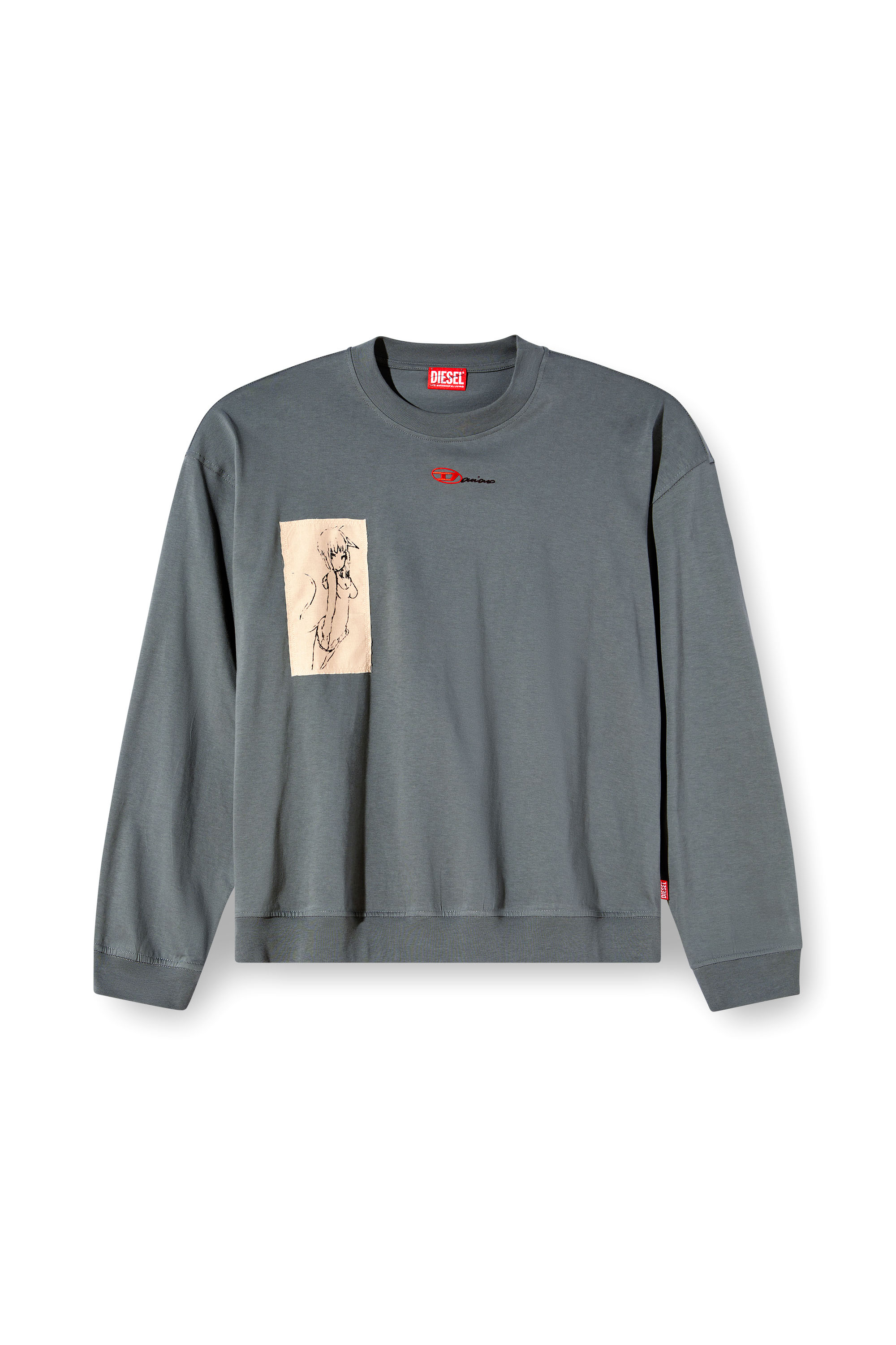 Diesel - S-BOXT-LS-1P-DD, Unisex's Long-sleeve T-shirt with tattoo patches in グレー - 6