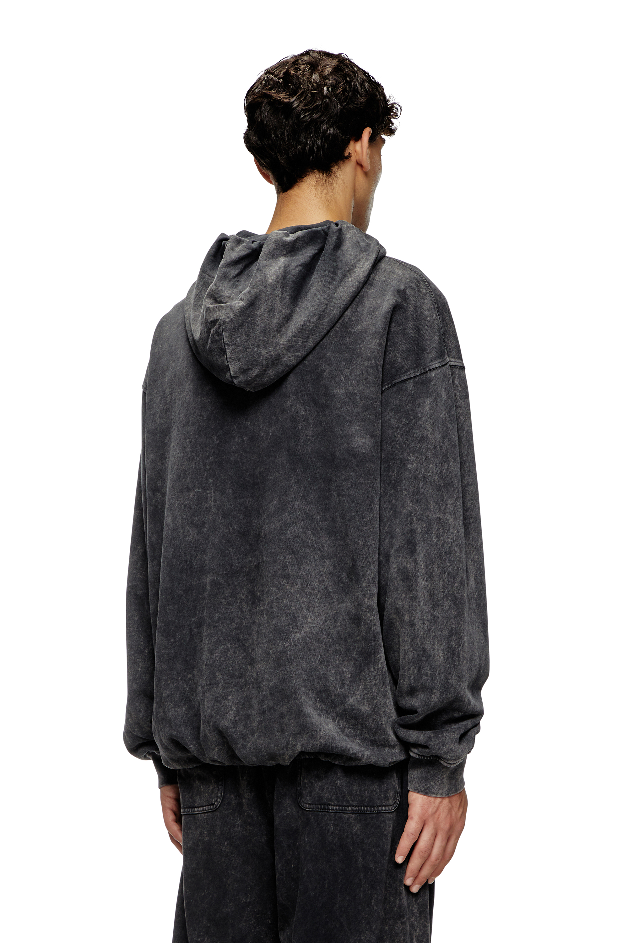 Diesel - S-BOXSTIC-HOOD, Unisex's Gathered acid-wash hoodie in ダークグレー - 3