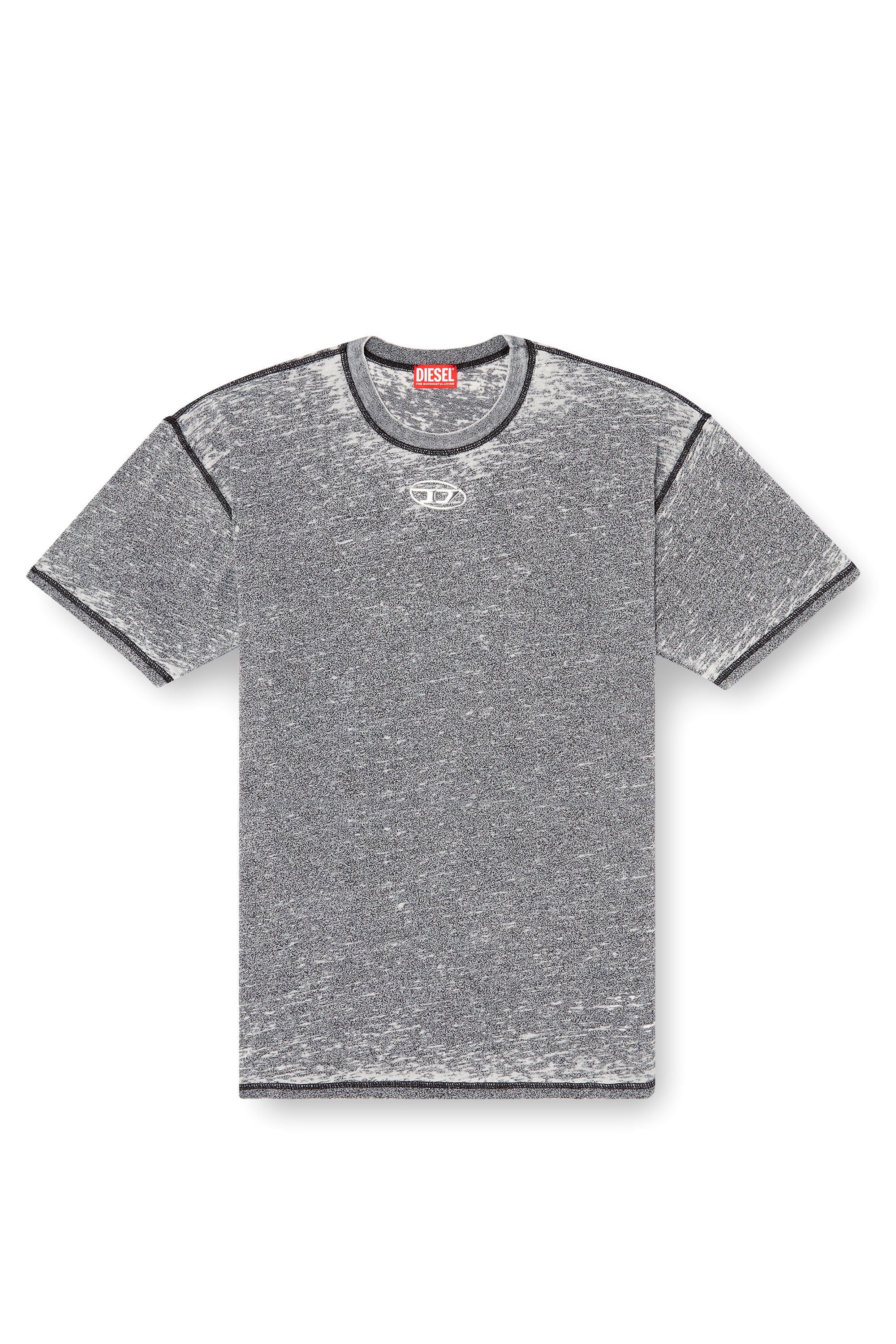 Diesel - T-BOXT-PAK, Male's Burnout T-shirt with metal-look logo in グレー - 3