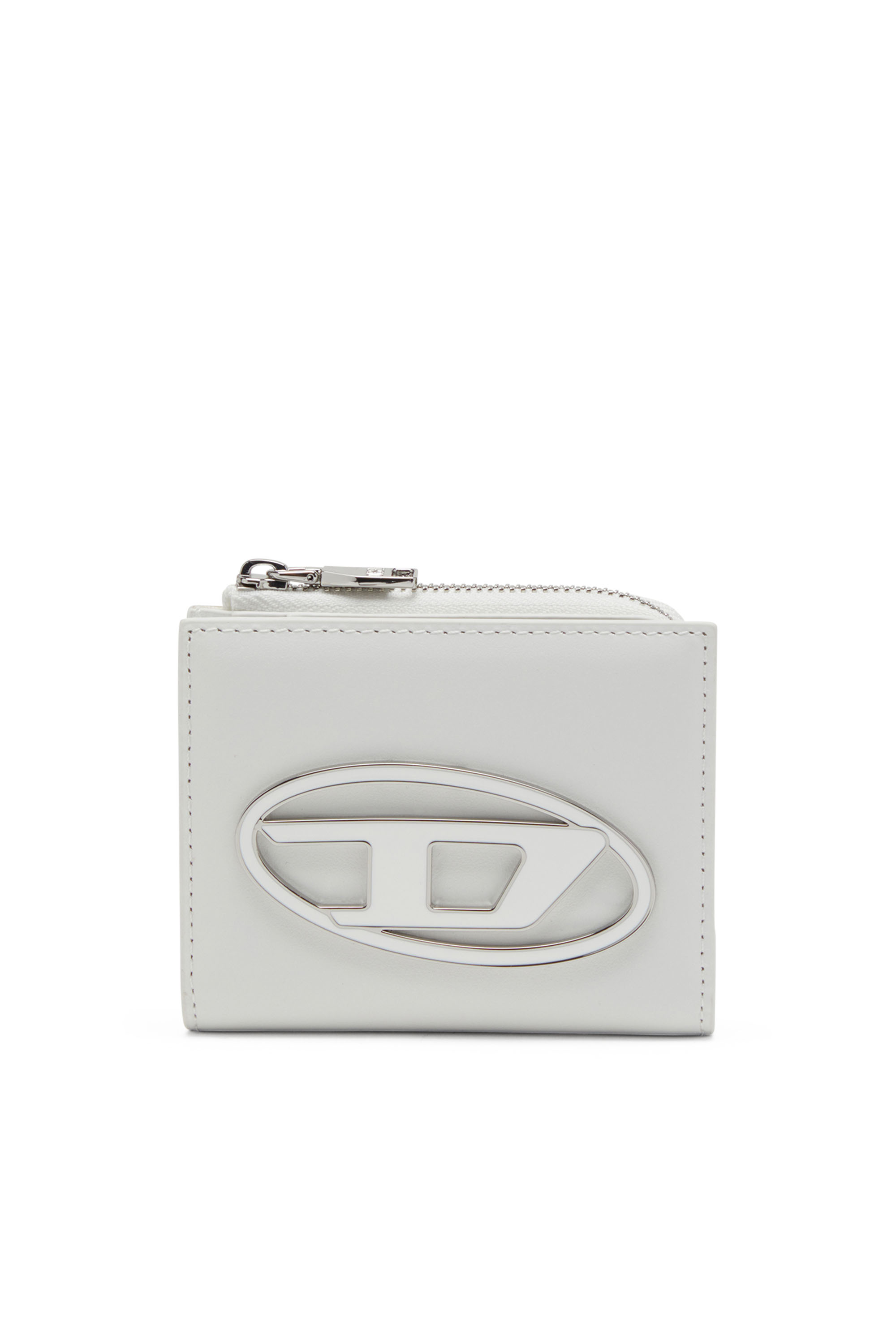 Diesel - 1DR CARD HOLDER ZIP L, Female Bi-fold card holder in nappa leather in ホワイト - Image 1