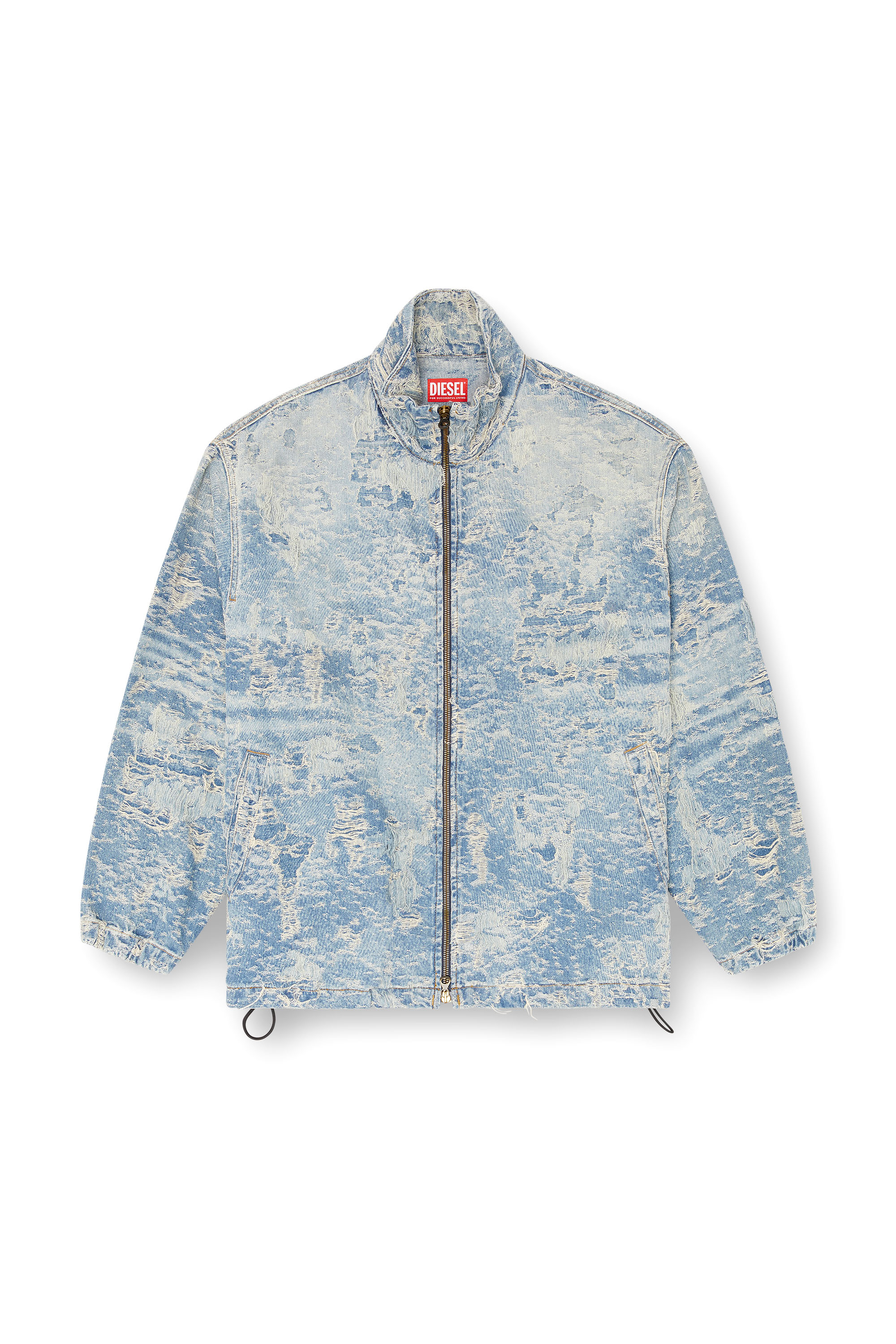 Diesel - D-KRAP-FSF, Unisex's Zip jacket in dirty jacquard denim in ライトブルー - 3