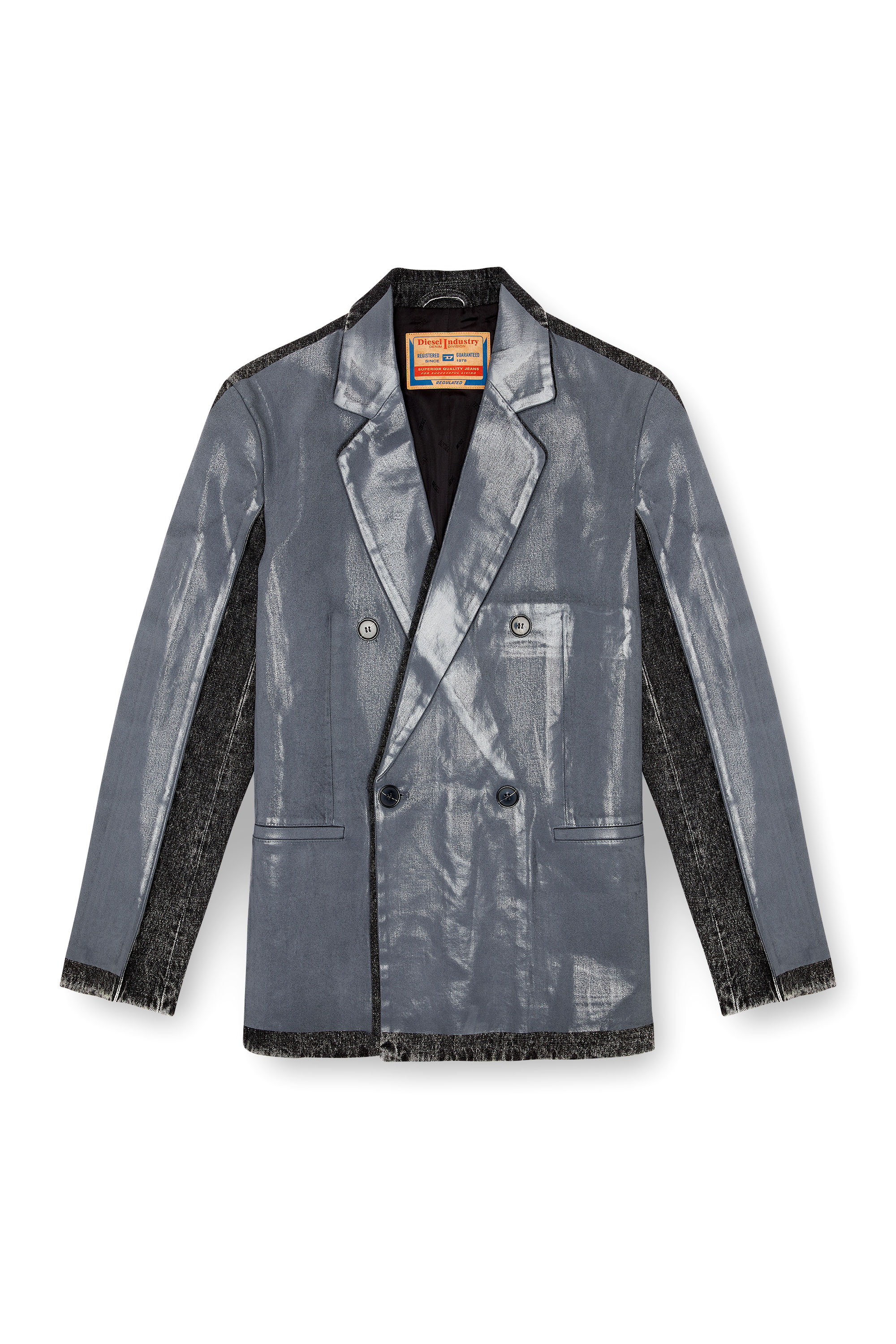 Diesel - D-KOT-FSF, Male's Denim blazer with half coating in グレー/ブラック - 3