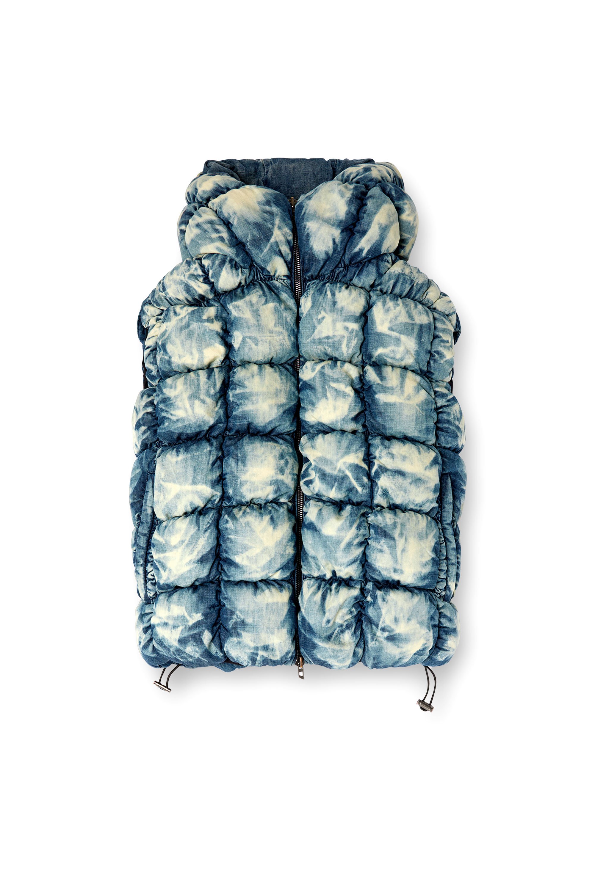 Diesel - W-THYS, Unisex's Tie-dyed denim puffer vest in ブルー - 3