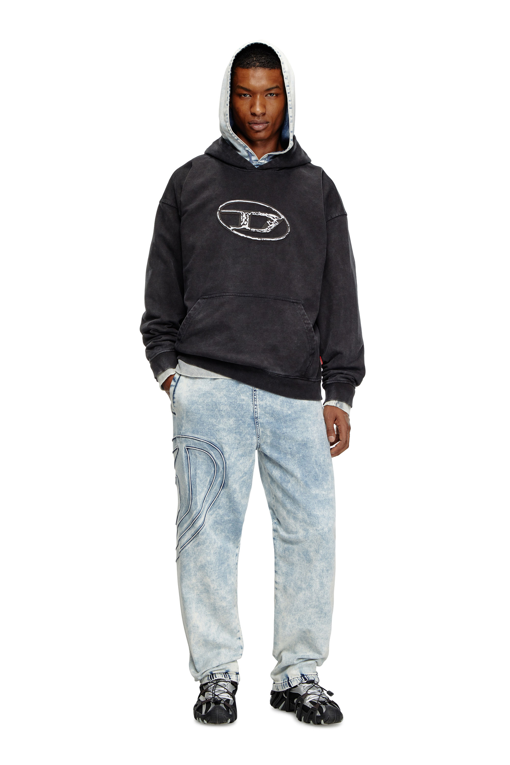 Diesel - S-BOXT-HOOD-Q7, Male's Hoodie with multi-layered logo print in ブラック - 2