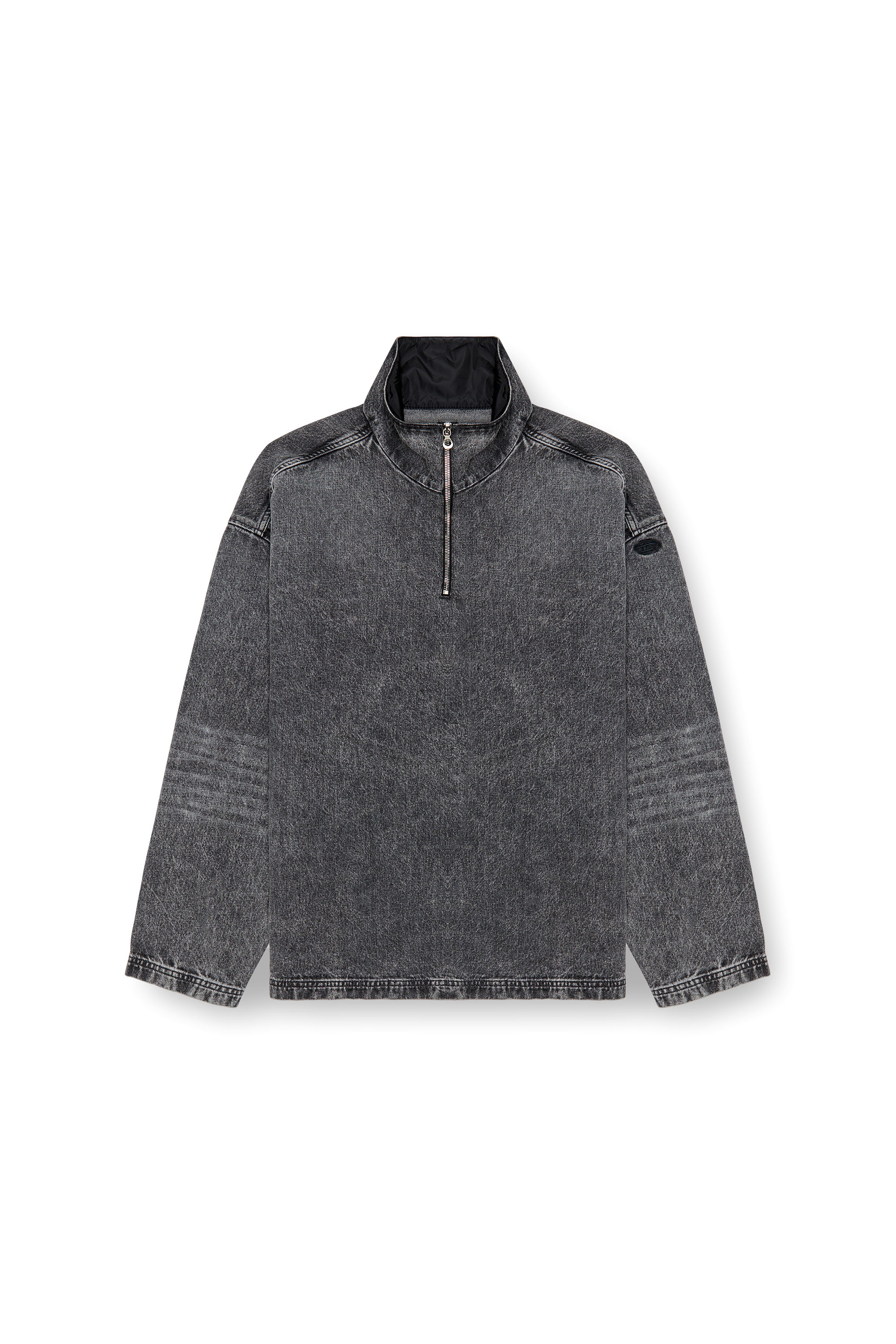 Diesel - D-FLOW-PLUS-S, Male Denim pullover with nylon inserts in ブラック - Image 3