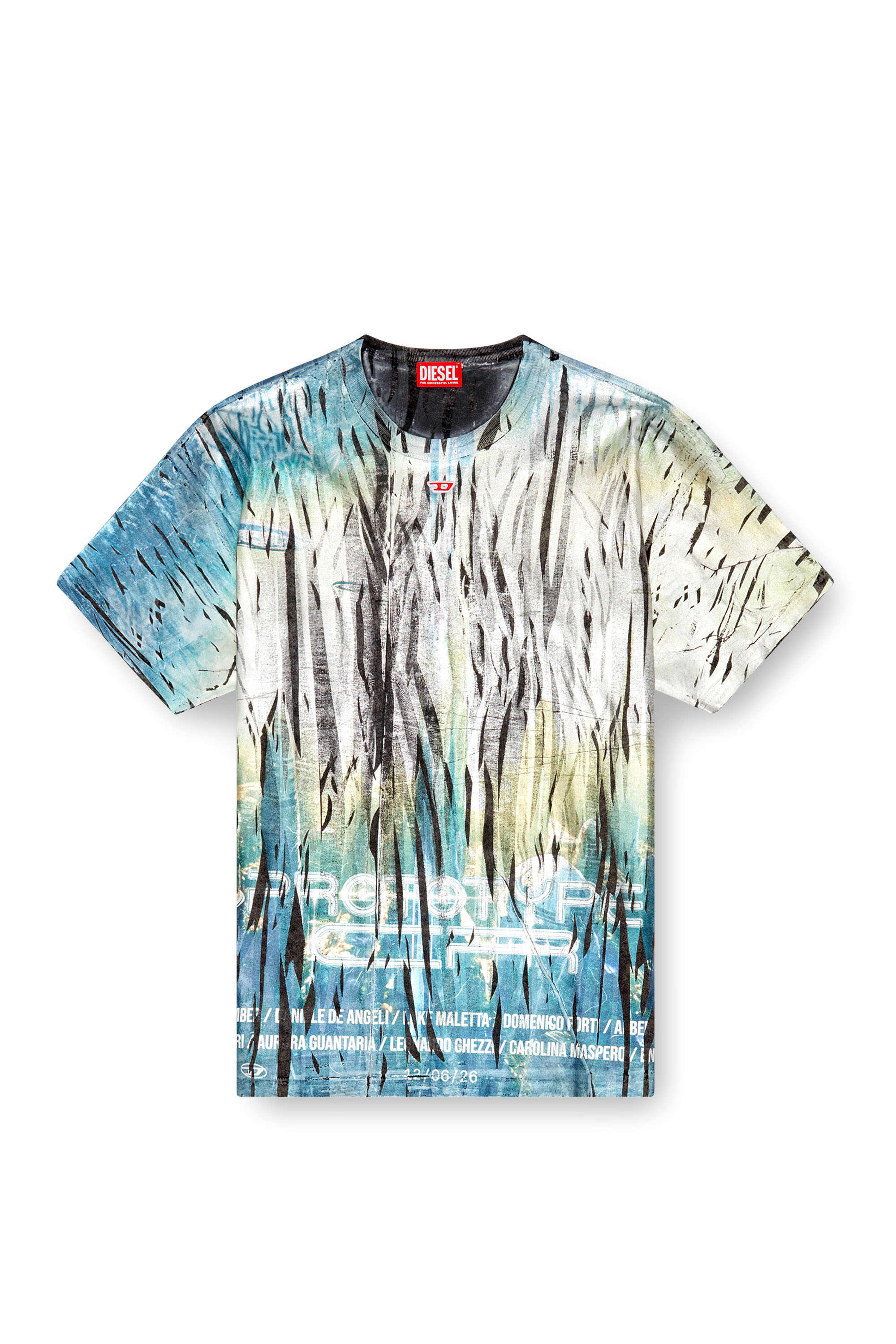 Diesel - T-BORD-Q1, Male T-shirt with creased foil treatment in マルチカラー - Image 3