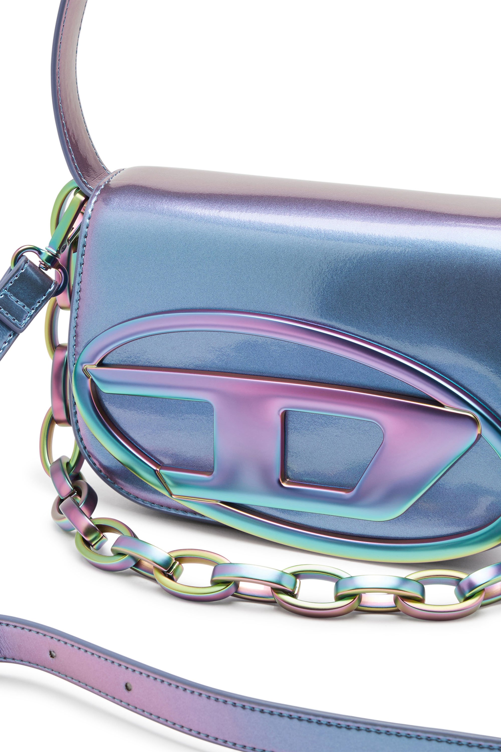 Diesel - 1DR, Female's 1DR-Iconic shoulder bag with iridescent effect in アジュール - 5