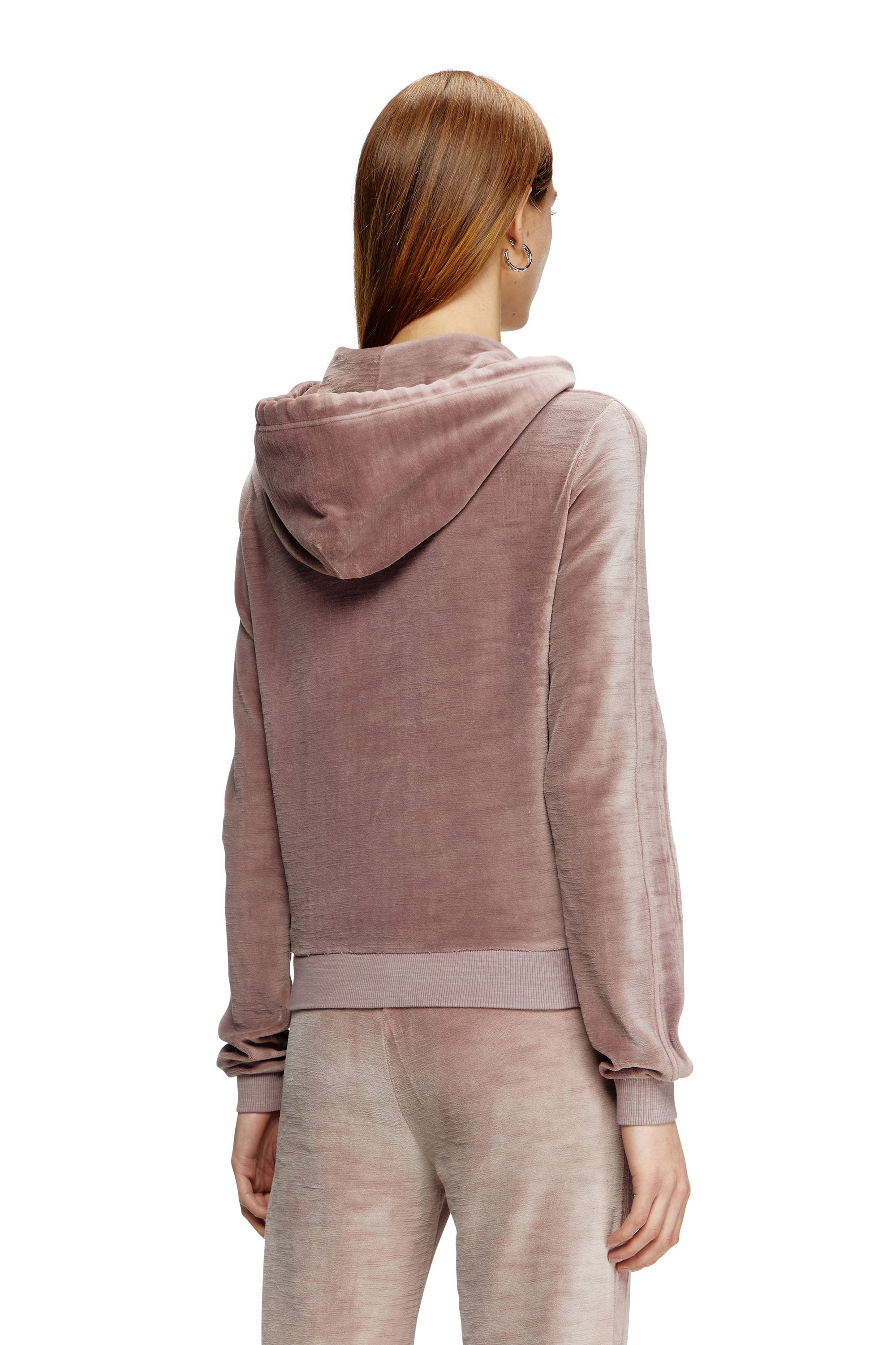 Diesel - F-ELY-Q1, Female's Zip-up hoodie in faded chenille in ピンク / ホワイト - 3