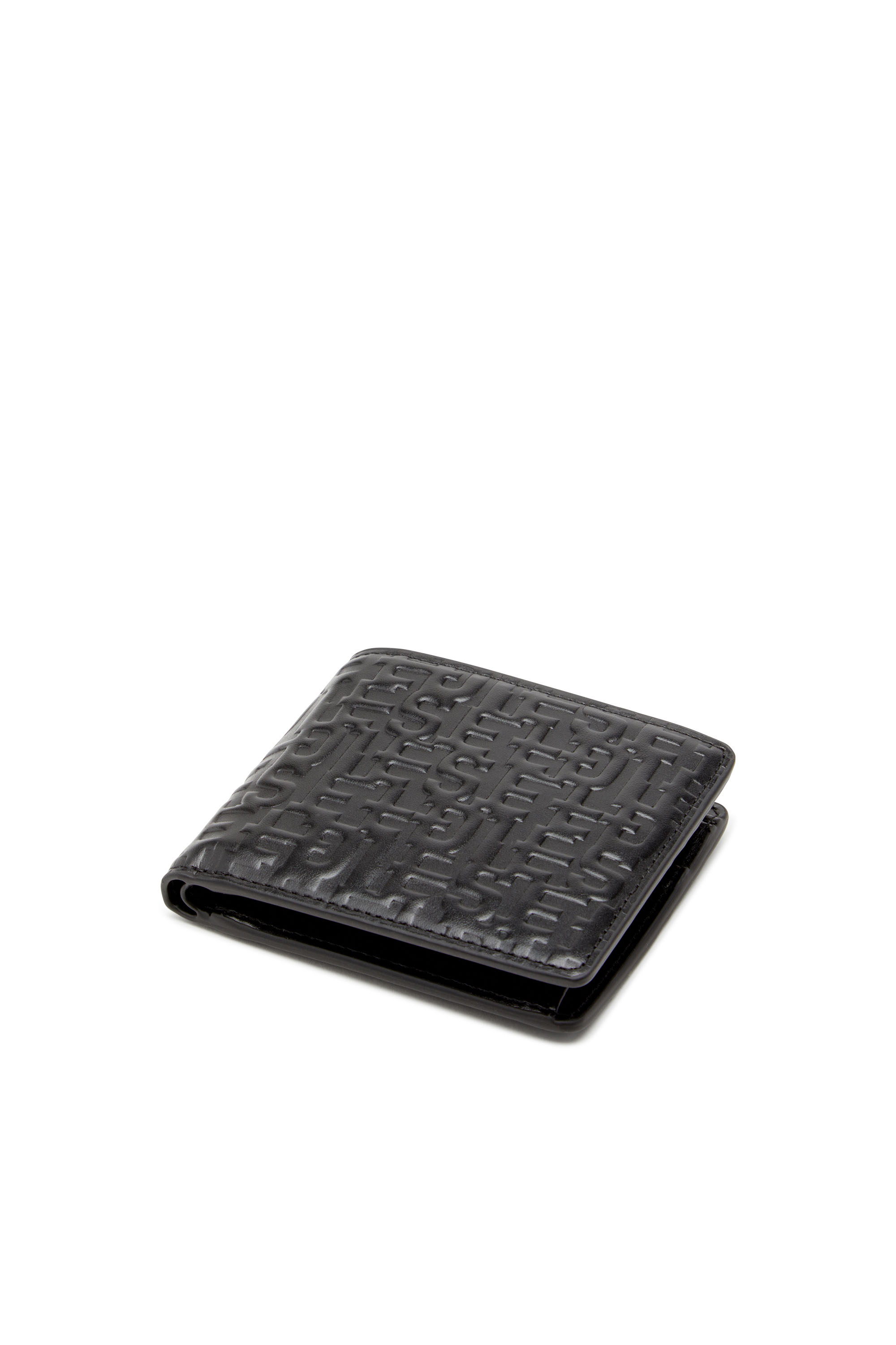 Diesel - PC MONOGRAM BI-FOLD COIN S, Male Bi-fold wallet in monogram leather in ブラック - Image 4