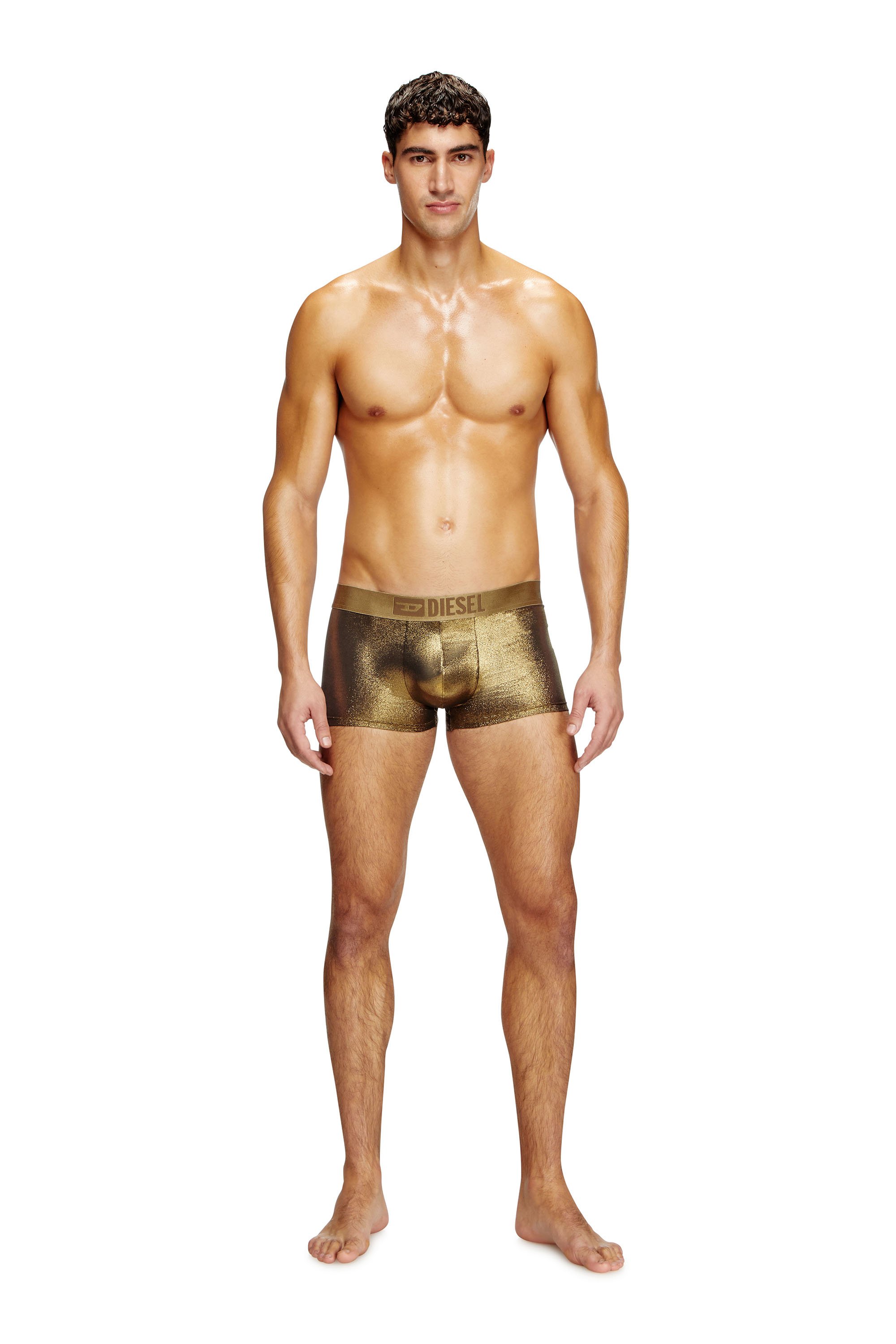 Diesel - DAMIEN-GFT, Male's Foiled fabric boxer briefs in ゴールド - 1